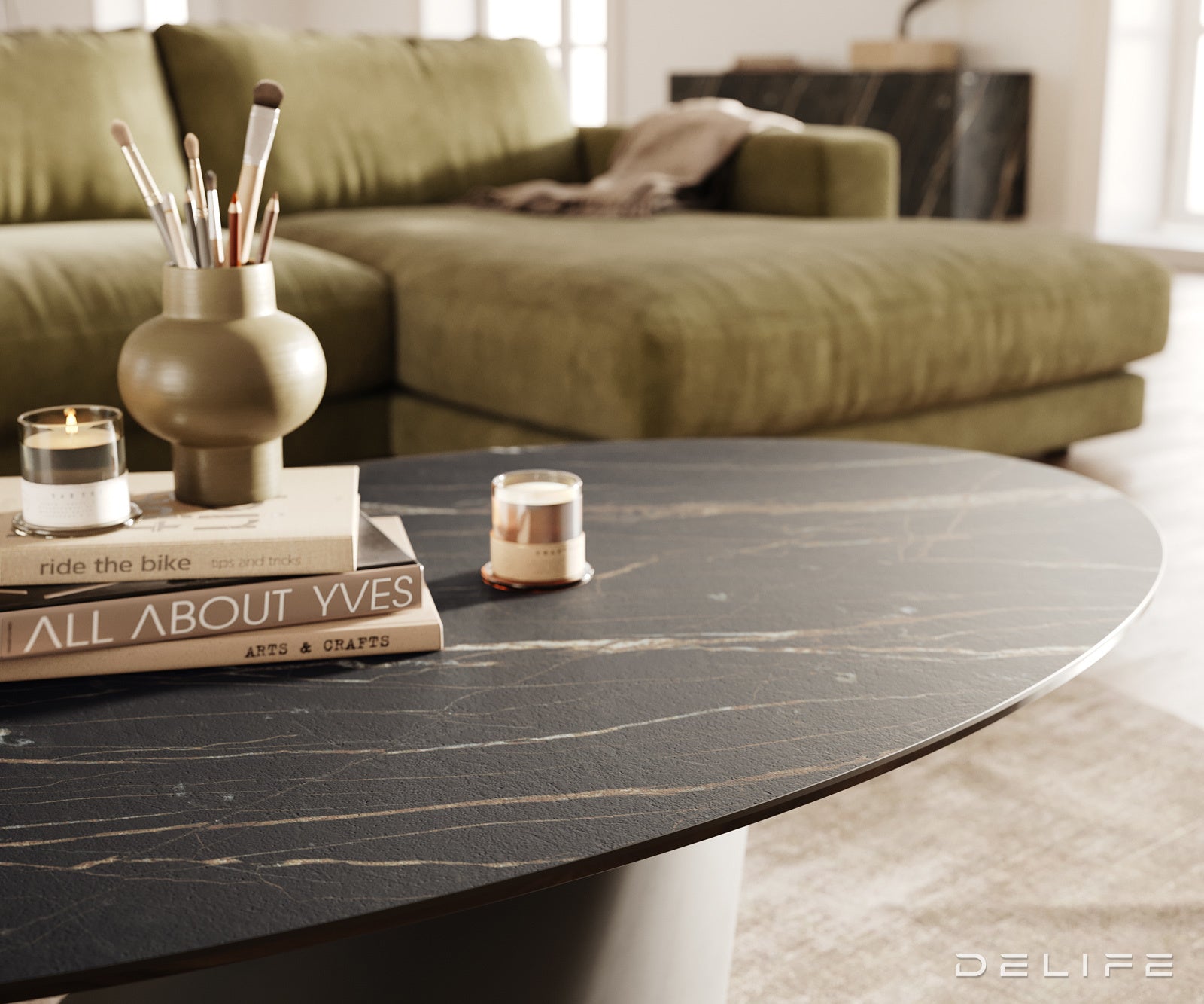 Klub stolić Edge 140x80cm, Materijal: Keramika Laminam Noir Desir