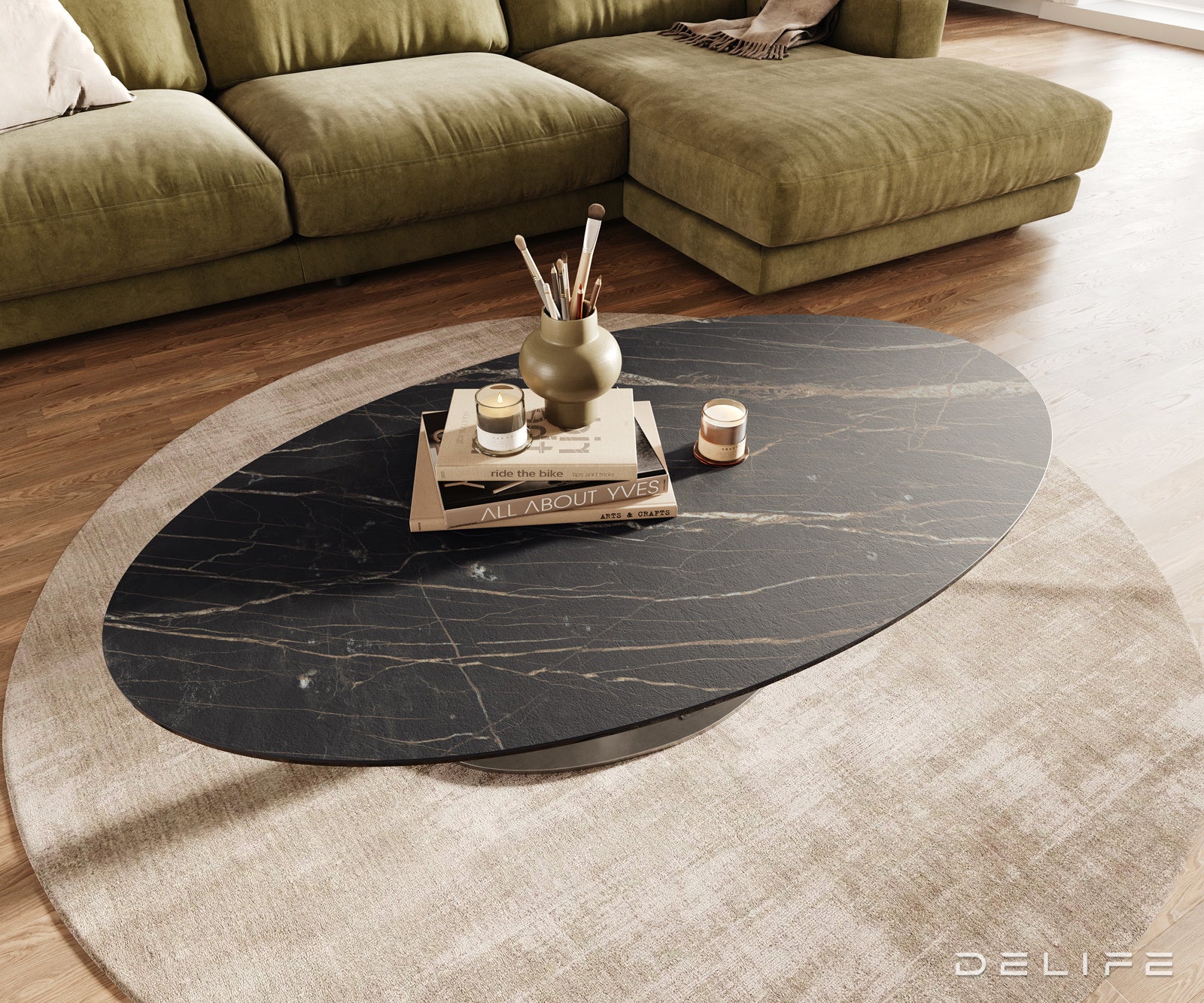 Klub stolić Edge 140x80cm, Materijal: Keramika Laminam Noir Desir