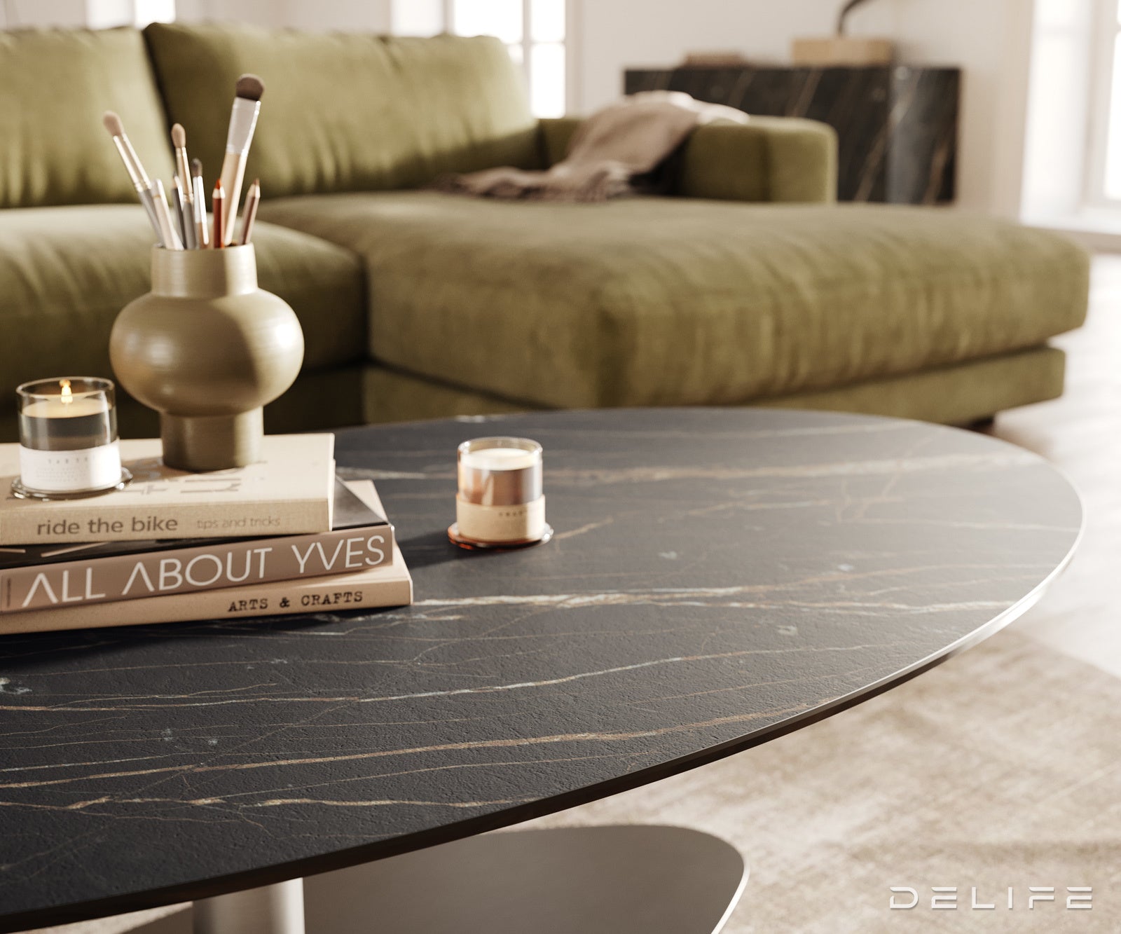 Klub stolić Edge 140x80cm, Materijal: Keramika Laminam Noir Desir