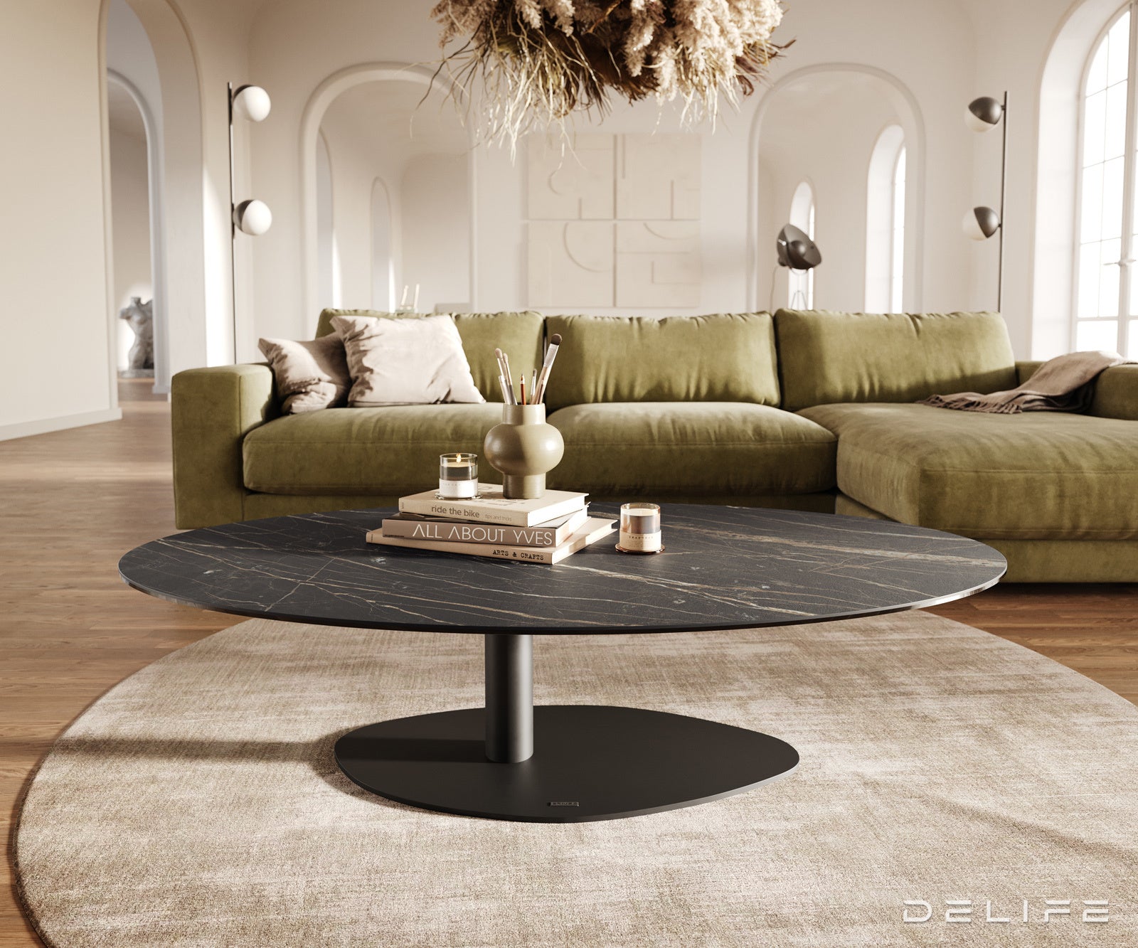 Klub stolić Edge 140x80cm, Materijal: Keramika Laminam Noir Desir