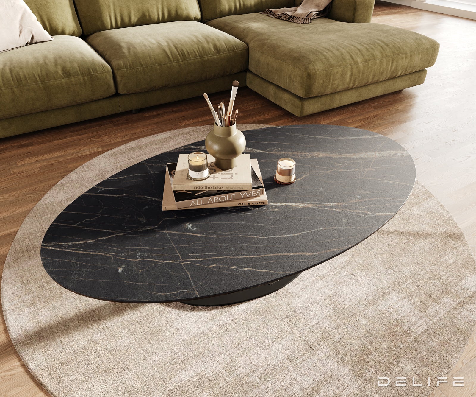 Klub stolić Edge 140x80cm, Materijal: Keramika Laminam Noir Desir