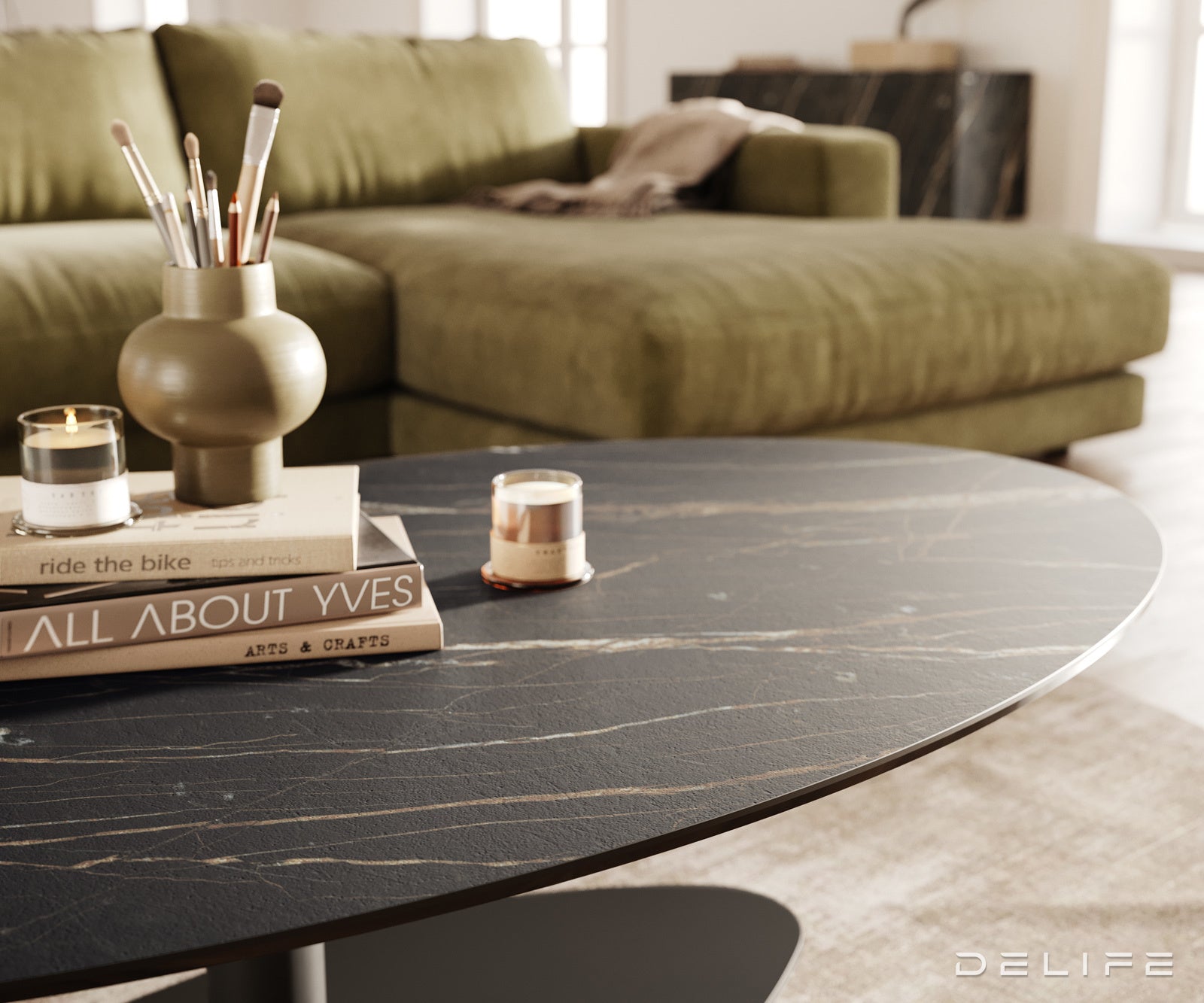 Klub stolić Edge 140x80cm, Materijal: Keramika Laminam Noir Desir