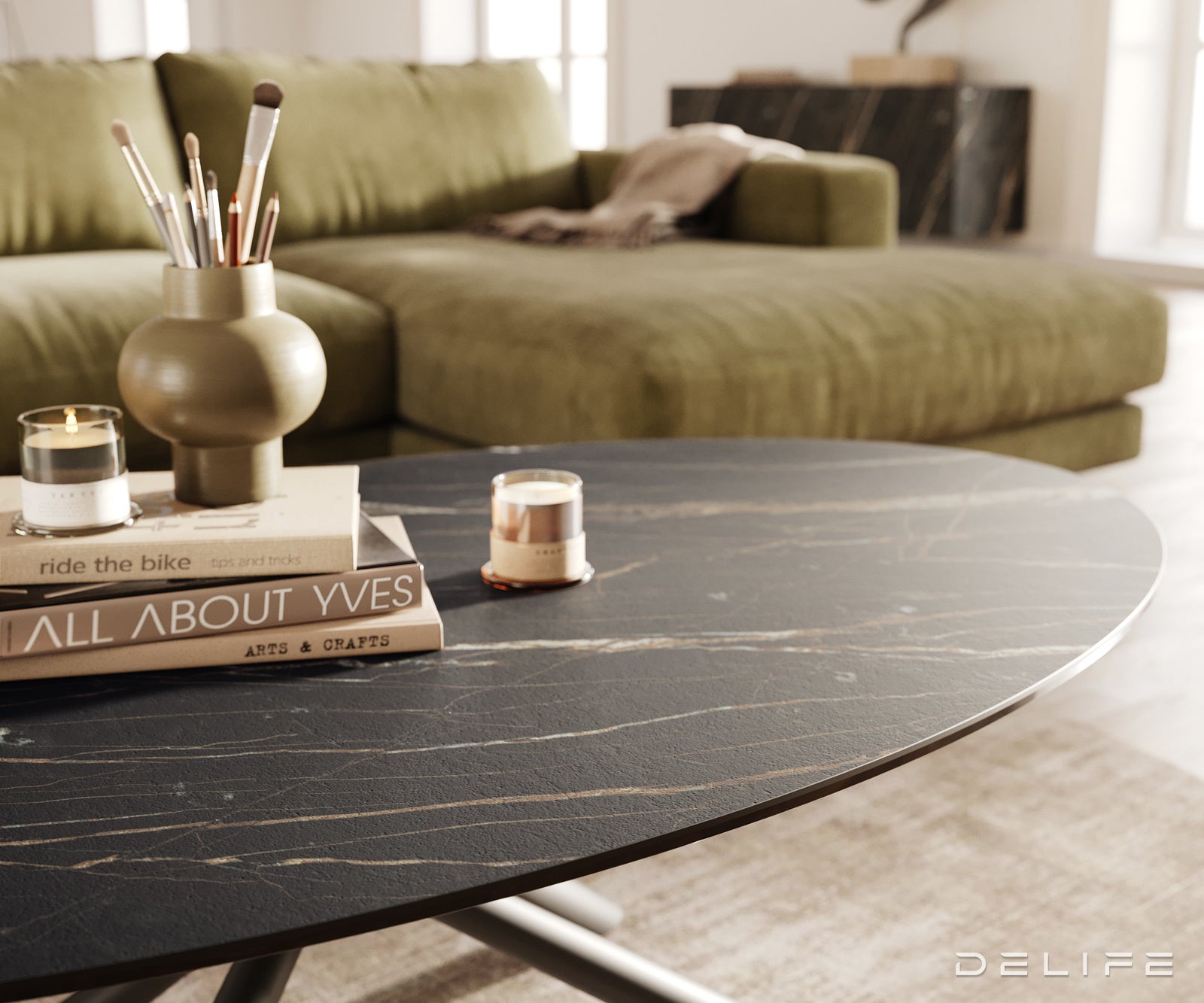 Klub stolić Edge 140x80cm, Materijal: Keramika Laminam Noir Desir