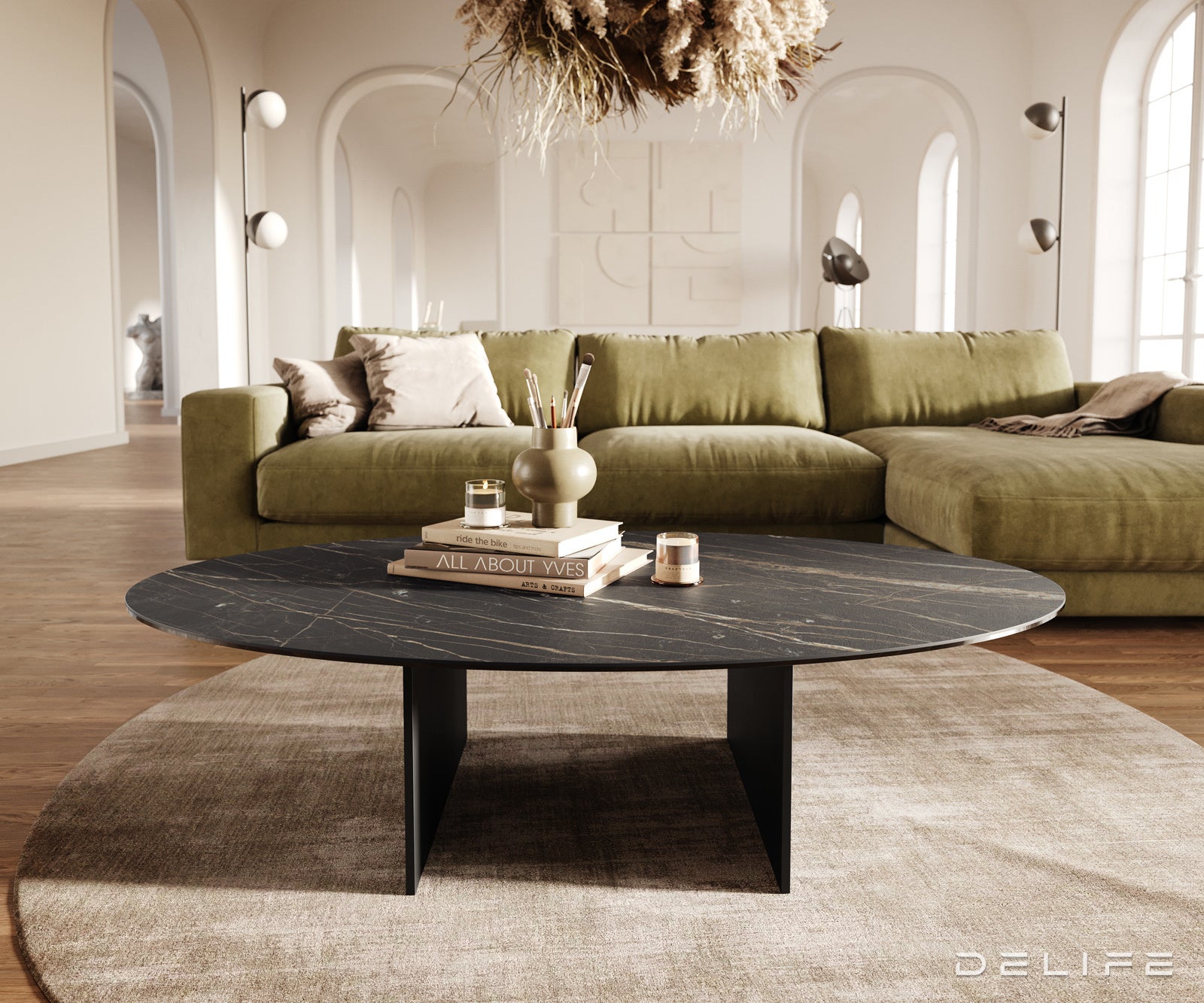 Klub stolić Edge 140x80cm, Materijal: Keramika Laminam Noir Desir