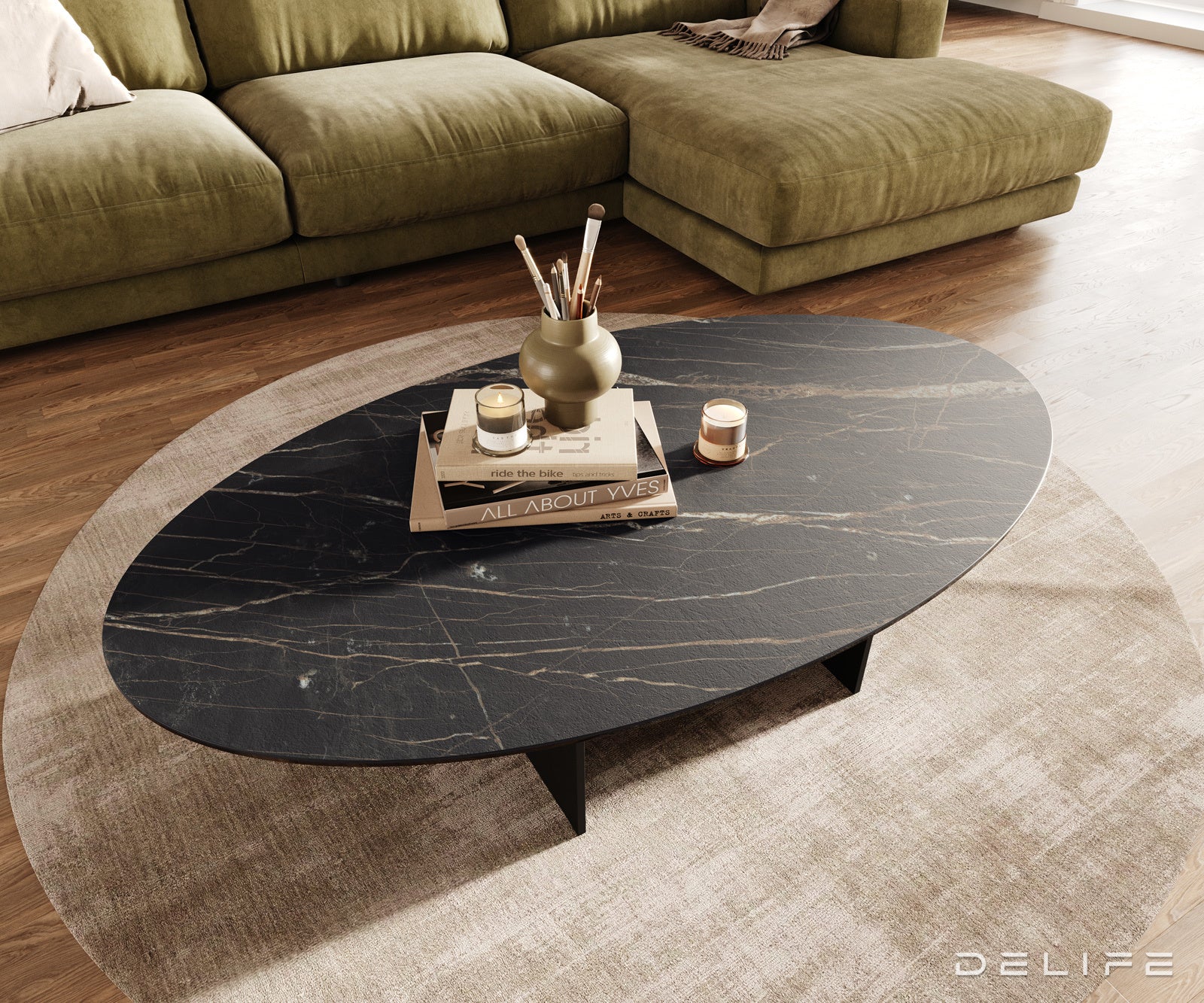 Klub stolić Edge 140x80cm, Materijal: Keramika Laminam Noir Desir