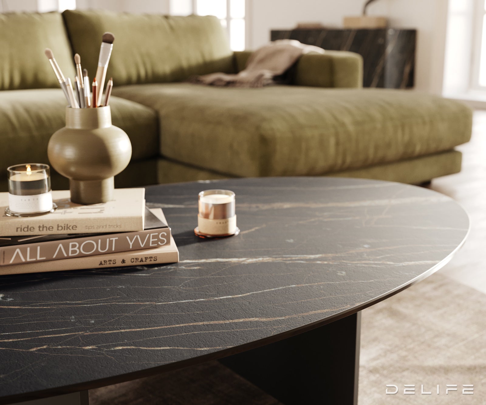Klub stolić Edge 140x80cm, Materijal: Keramika Laminam Noir Desir
