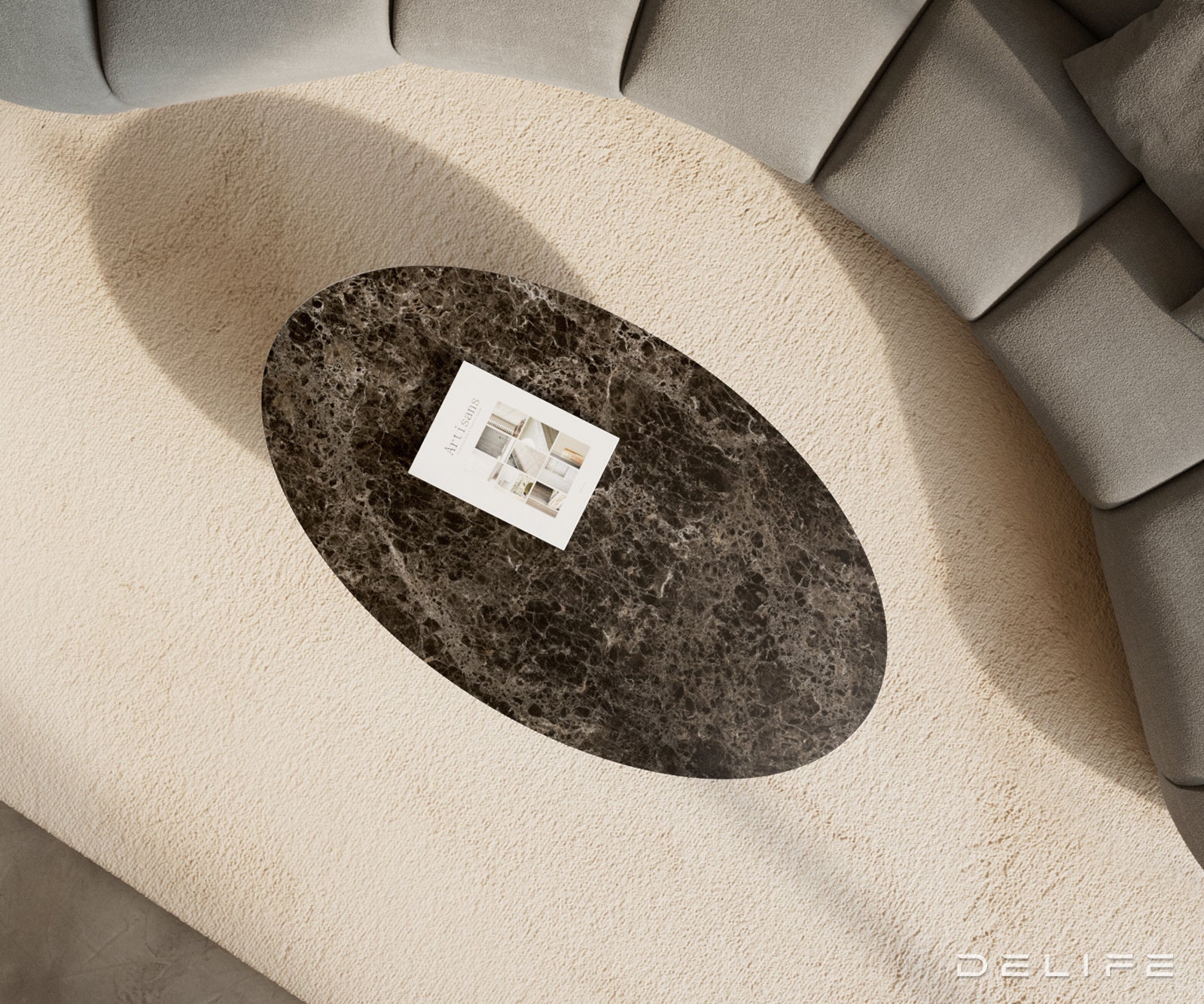 Klub stolić Edge 140x80cm, Materijal: Keramika Laminam Emperador Extra Lucidato