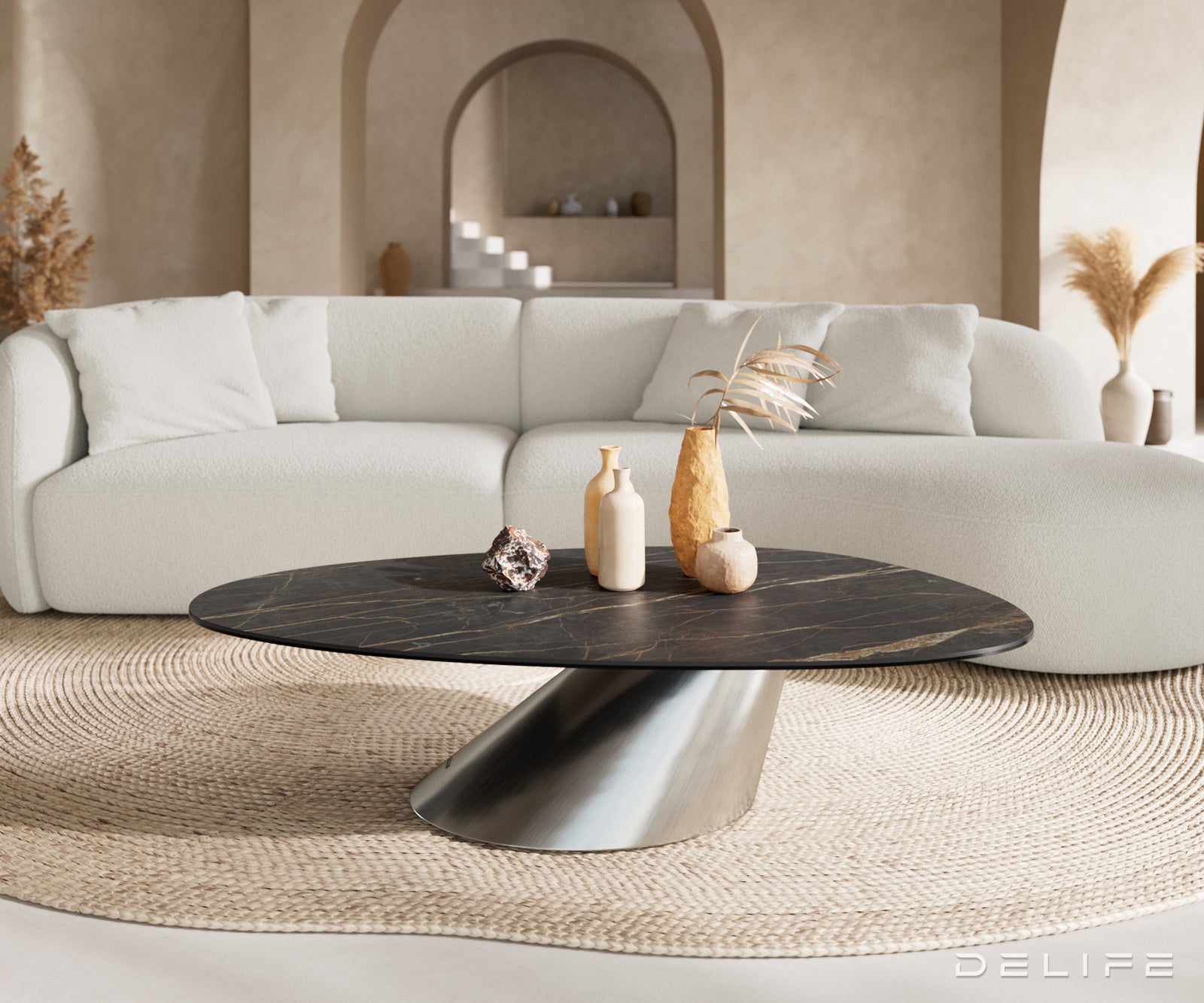 Klub stolić Edge 140x75cm, Materijal: Keramika Laminam Noir Desir