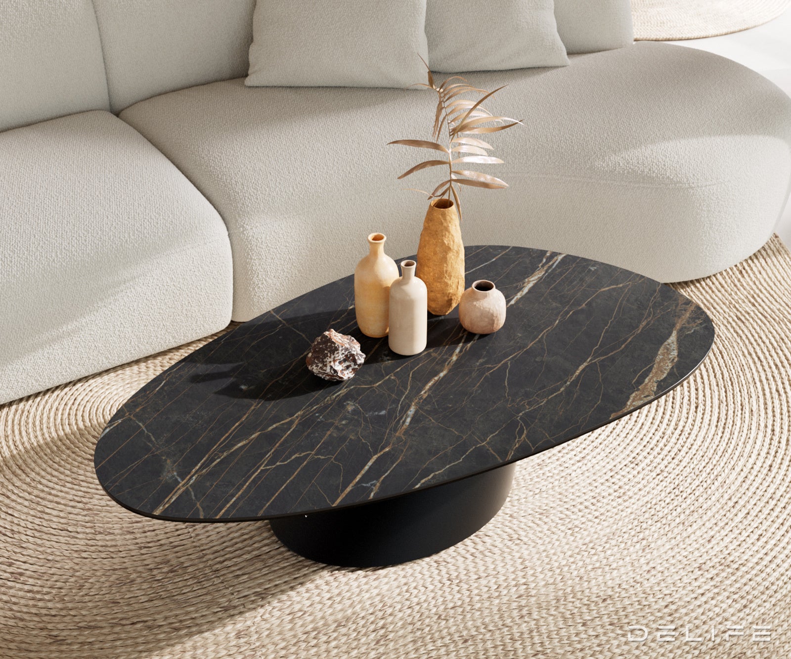 Klub stolić Edge 140x75cm, Materijal: Keramika Laminam Noir Desir