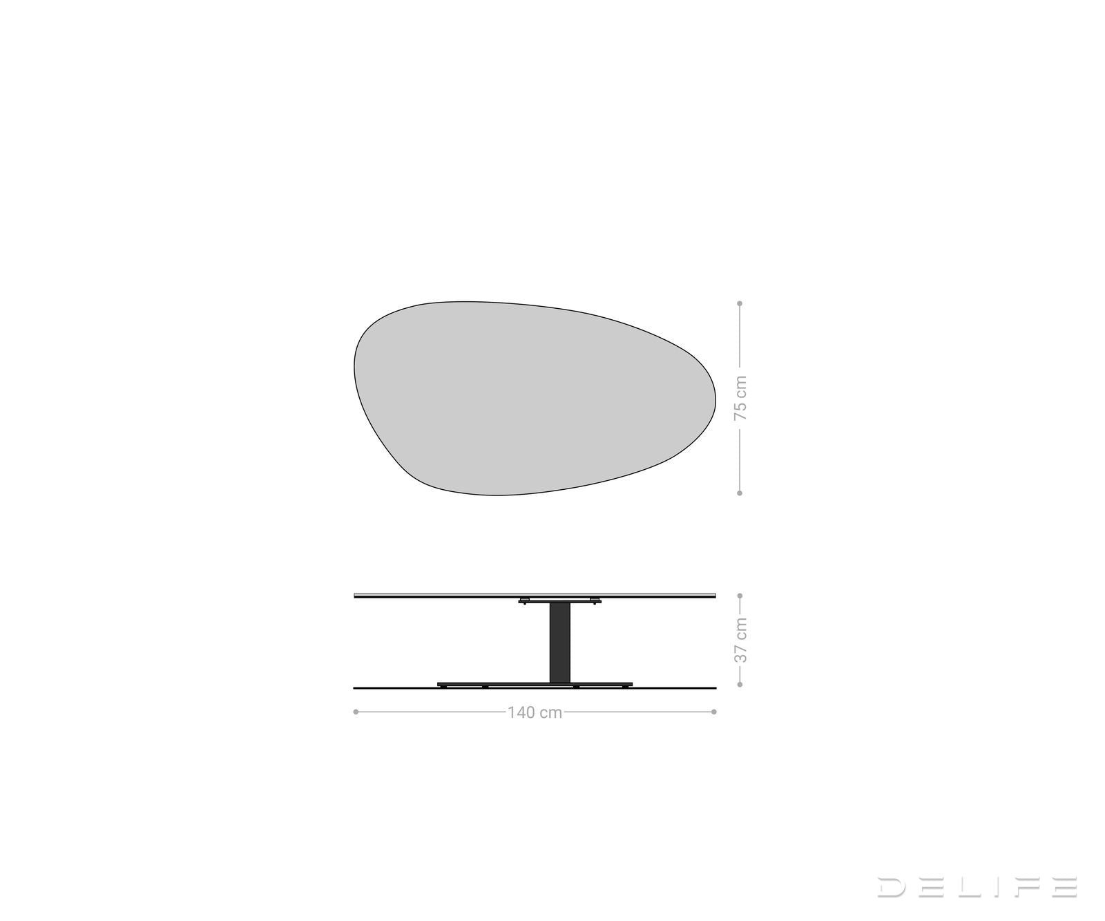 Klub stolić Edge 140x75cm, Materijal: Keramika Laminam Noir Desir