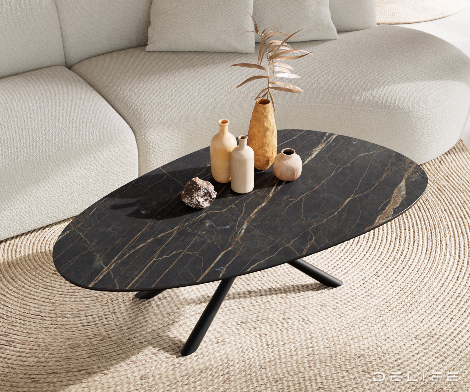 Klub stolić Edge 140x75cm, Materijal: Keramika Laminam Noir Desir