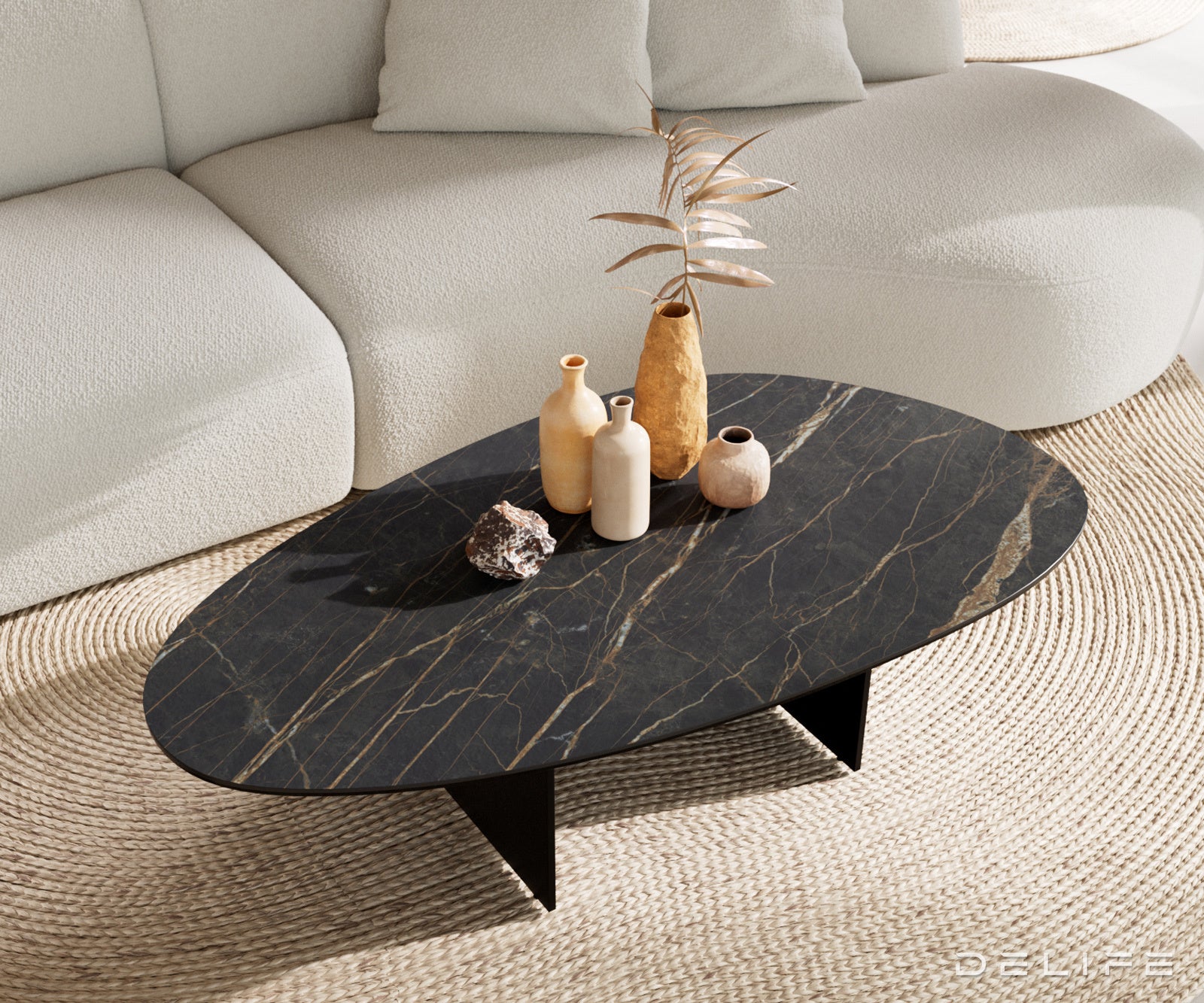 Klub stolić Edge 140x75cm, Materijal: Keramika Laminam Noir Desir