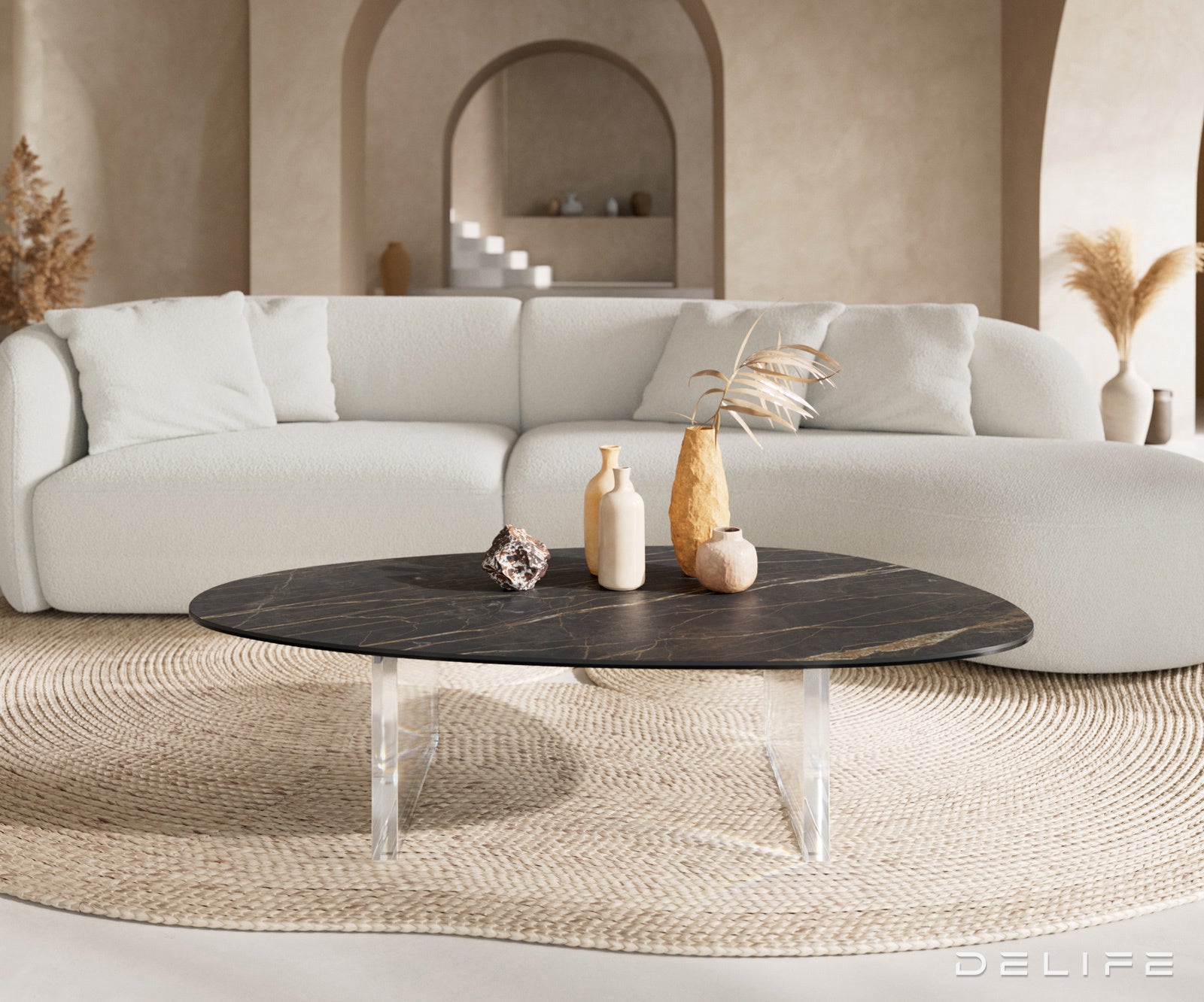 Klub stolić Edge 140x75cm, Materijal: Keramika Laminam Noir Desir