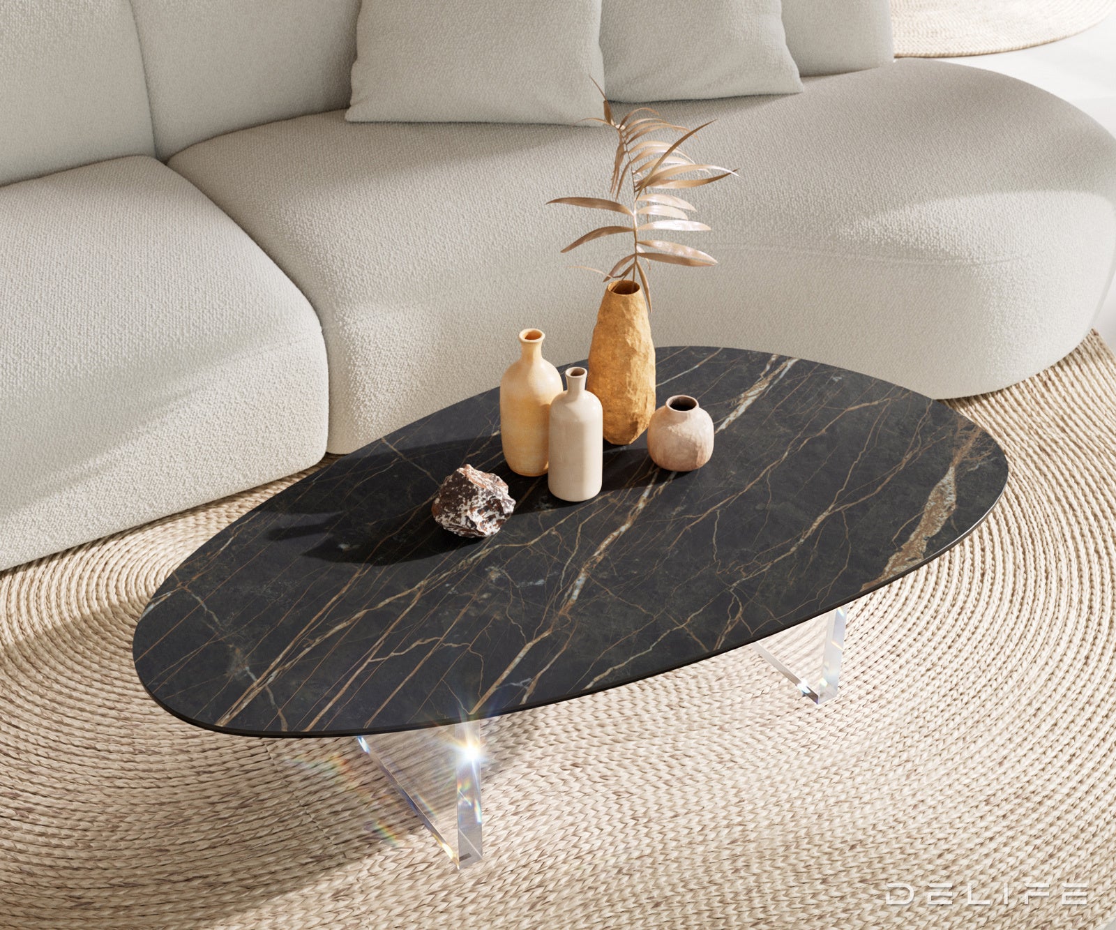 Klub stolić Edge 140x75cm, Materijal: Keramika Laminam Noir Desir