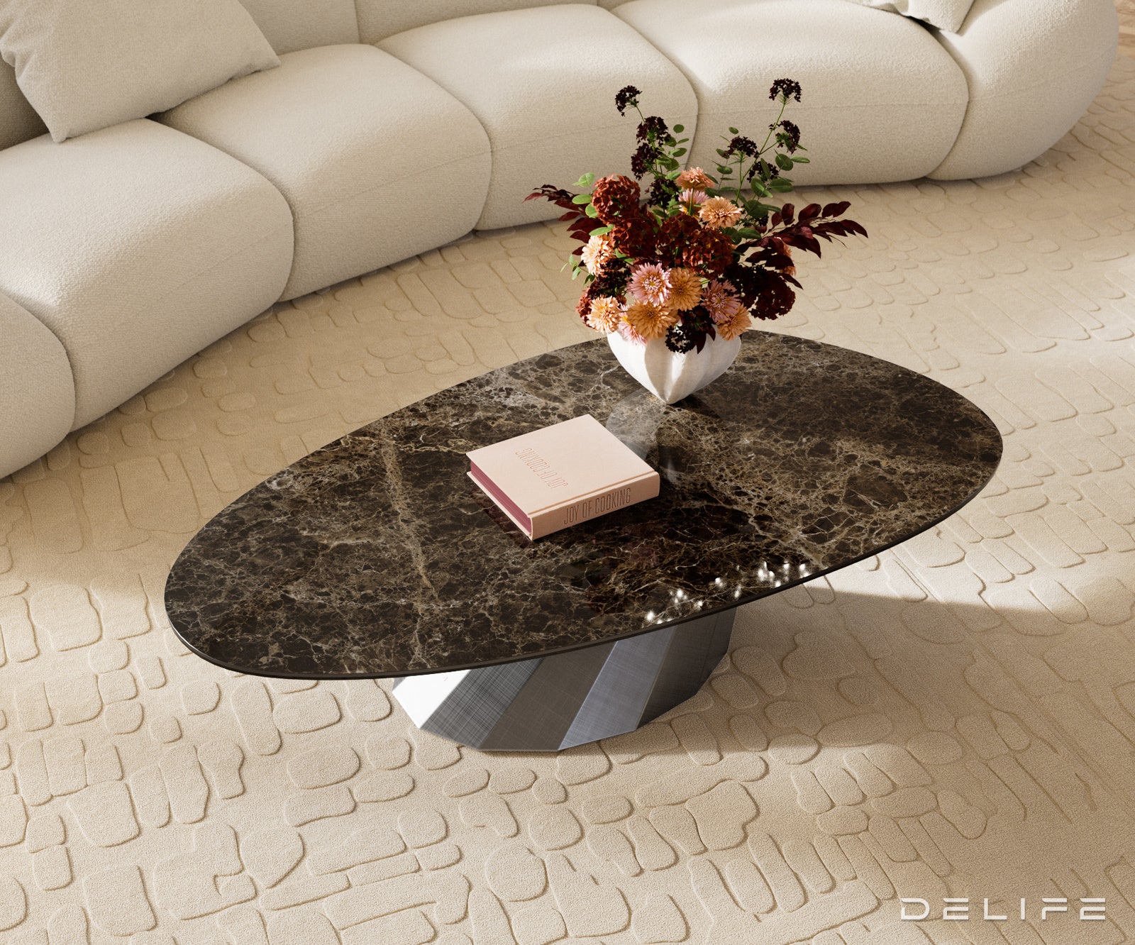 Klub stolić Edge 140x75cm, Materijal: Keramika Laminam Emperador Extra Lucidato