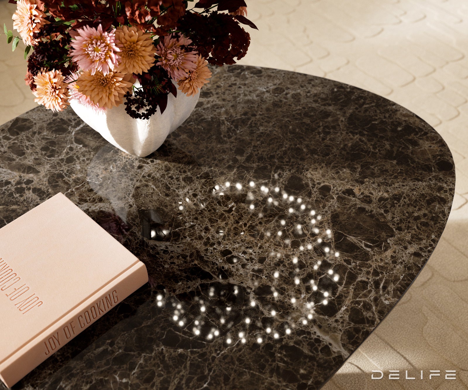 Klub stolić Edge 140x75cm, Materijal: Keramika Laminam Emperador Extra Lucidato