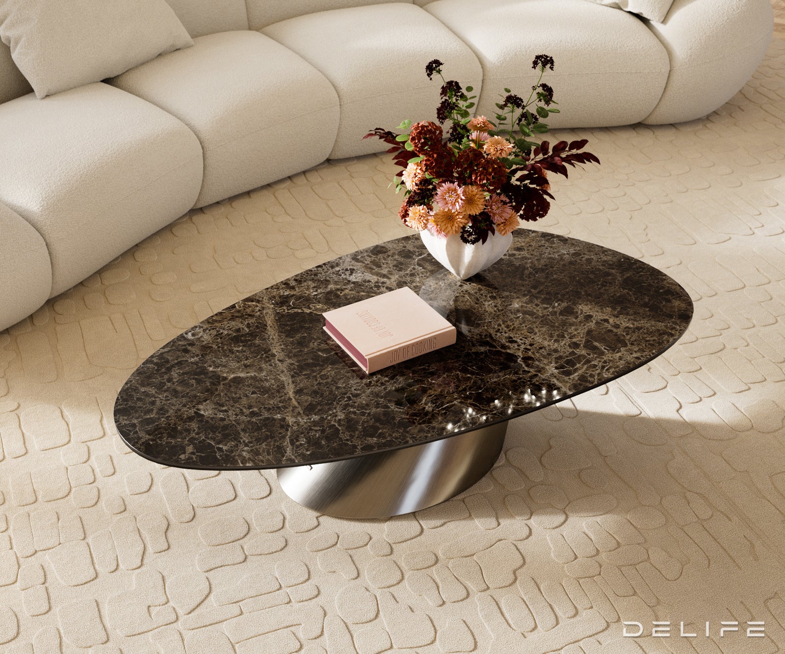 Klub stolić Edge 140x75cm, Materijal: Keramika Laminam Emperador Extra Lucidato