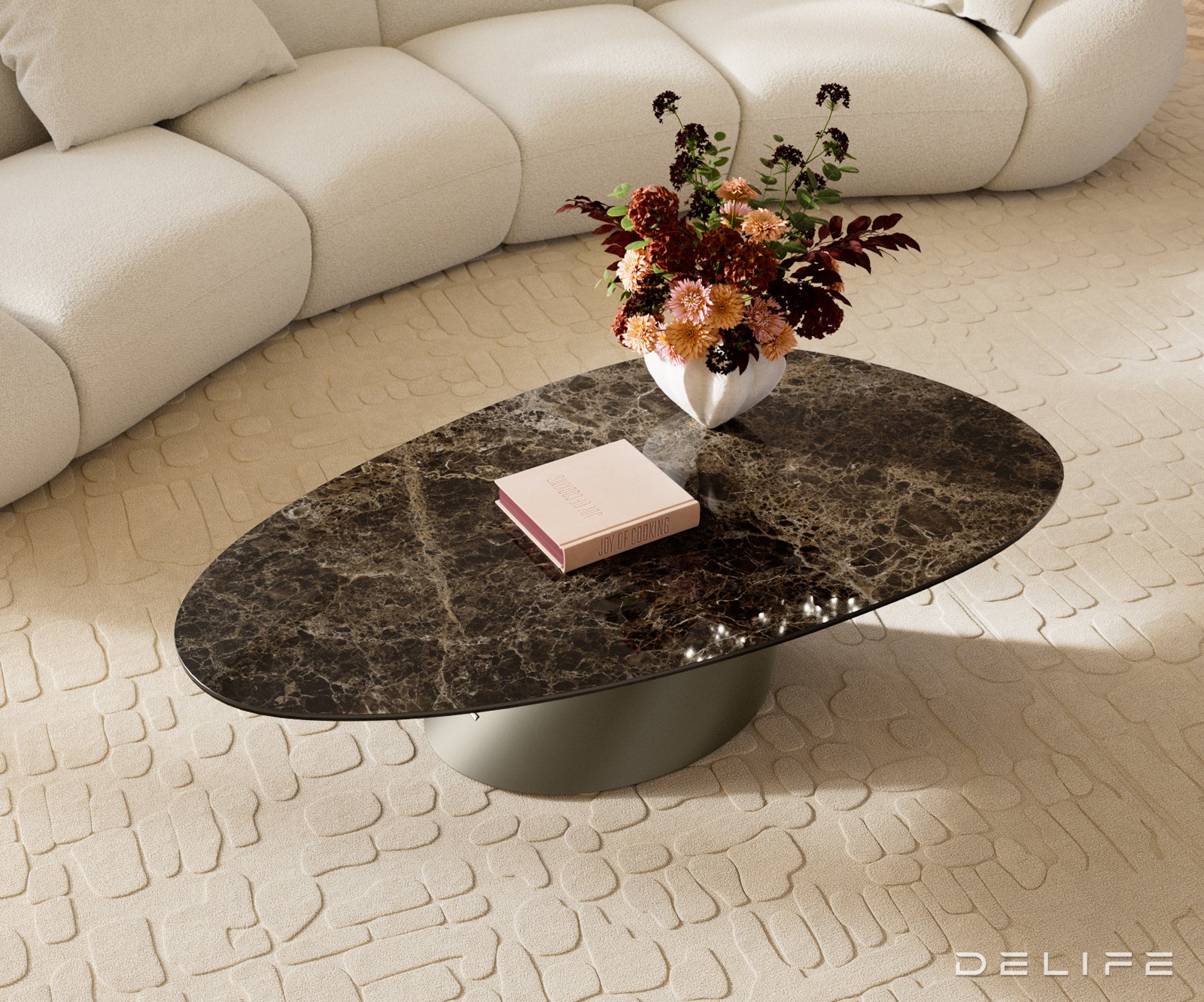 Klub stolić Edge 140x75cm, Materijal: Keramika Laminam Emperador Extra Lucidato