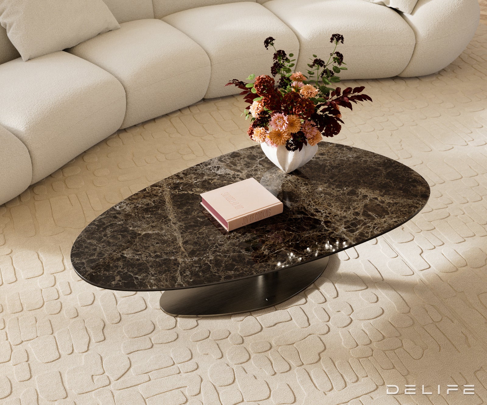 Klub stolić Edge 140x75cm, Materijal: Keramika Laminam Emperador Extra Lucidato