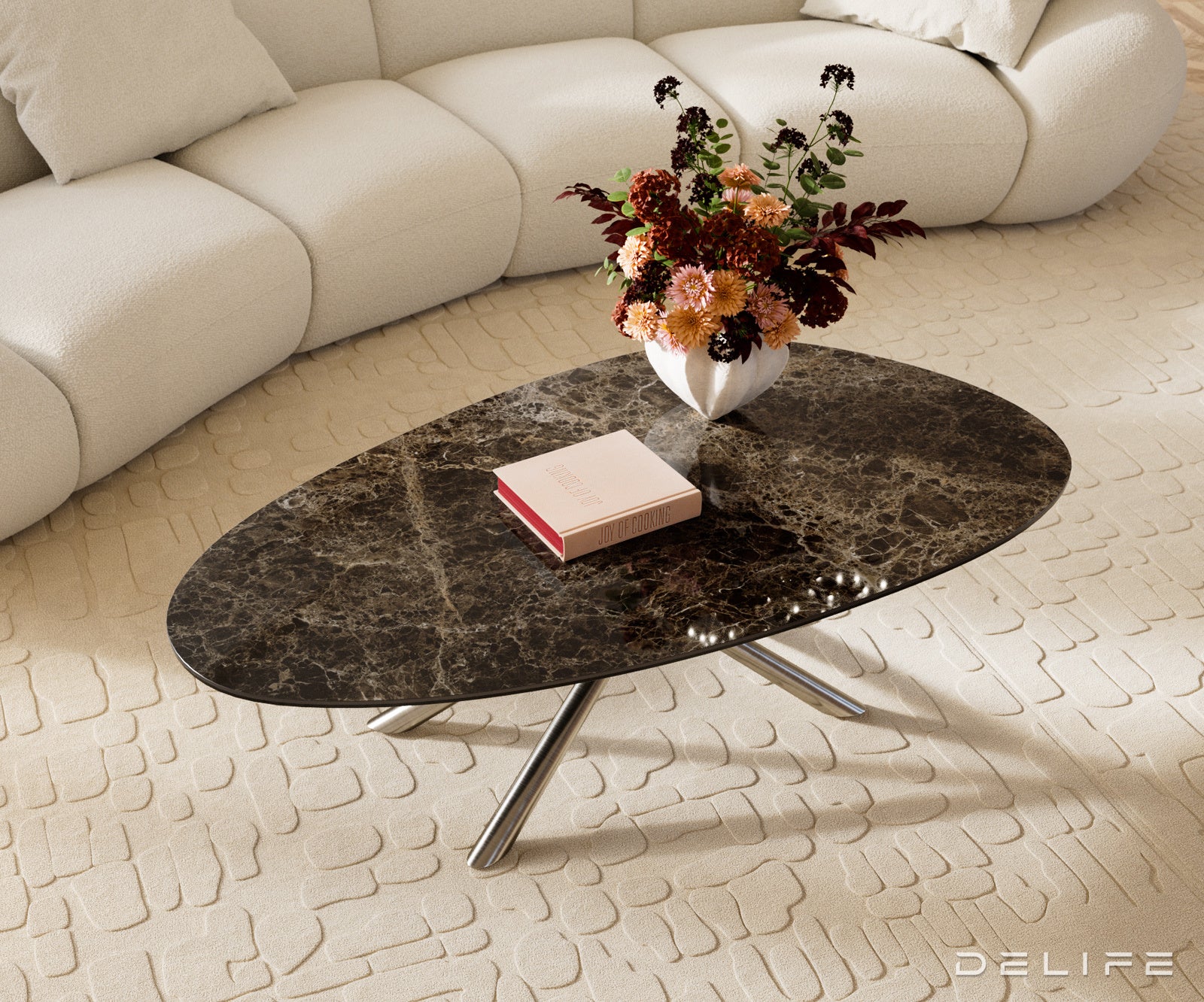 Klub stolić Edge 140x75cm, Materijal: Keramika Laminam Emperador Extra Lucidato