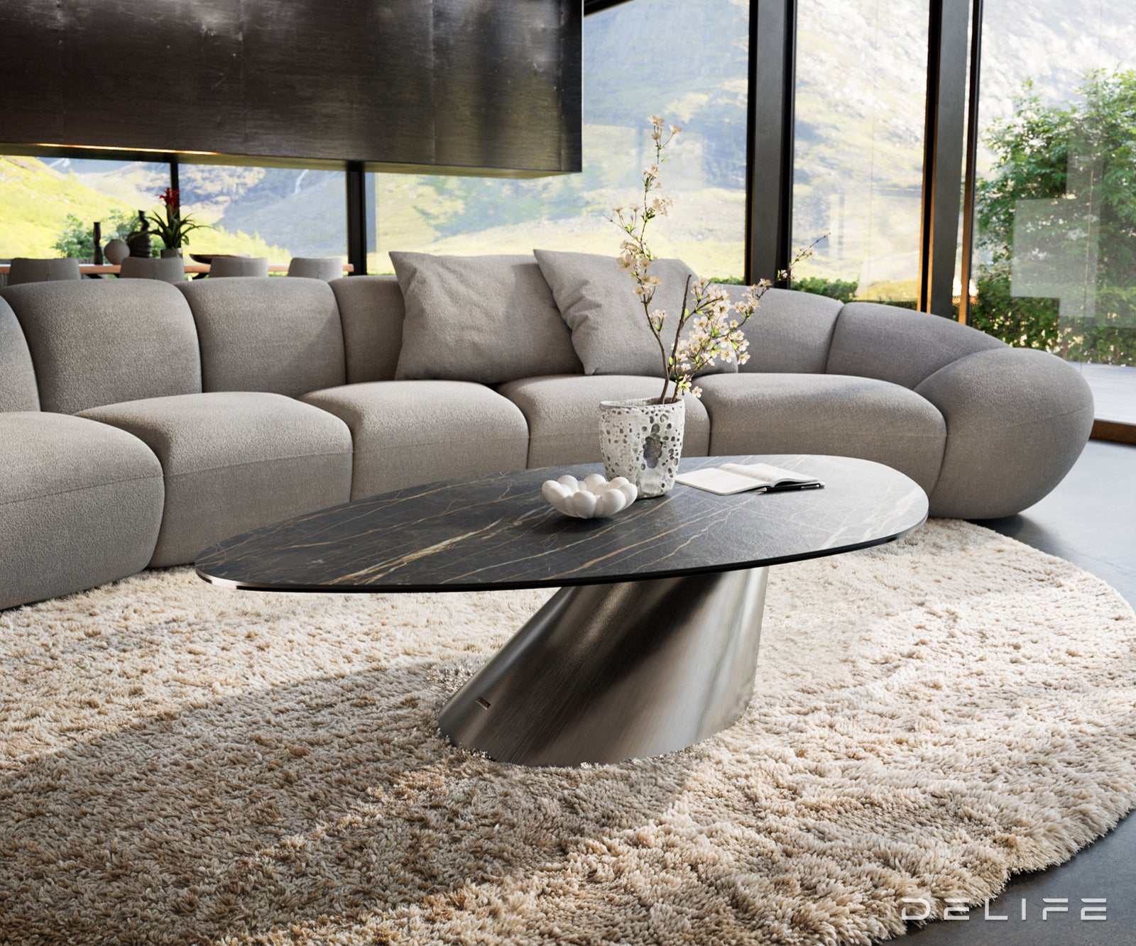 Klub stolić Edge 140x76cm, Materijal: Keramika Noir Desir