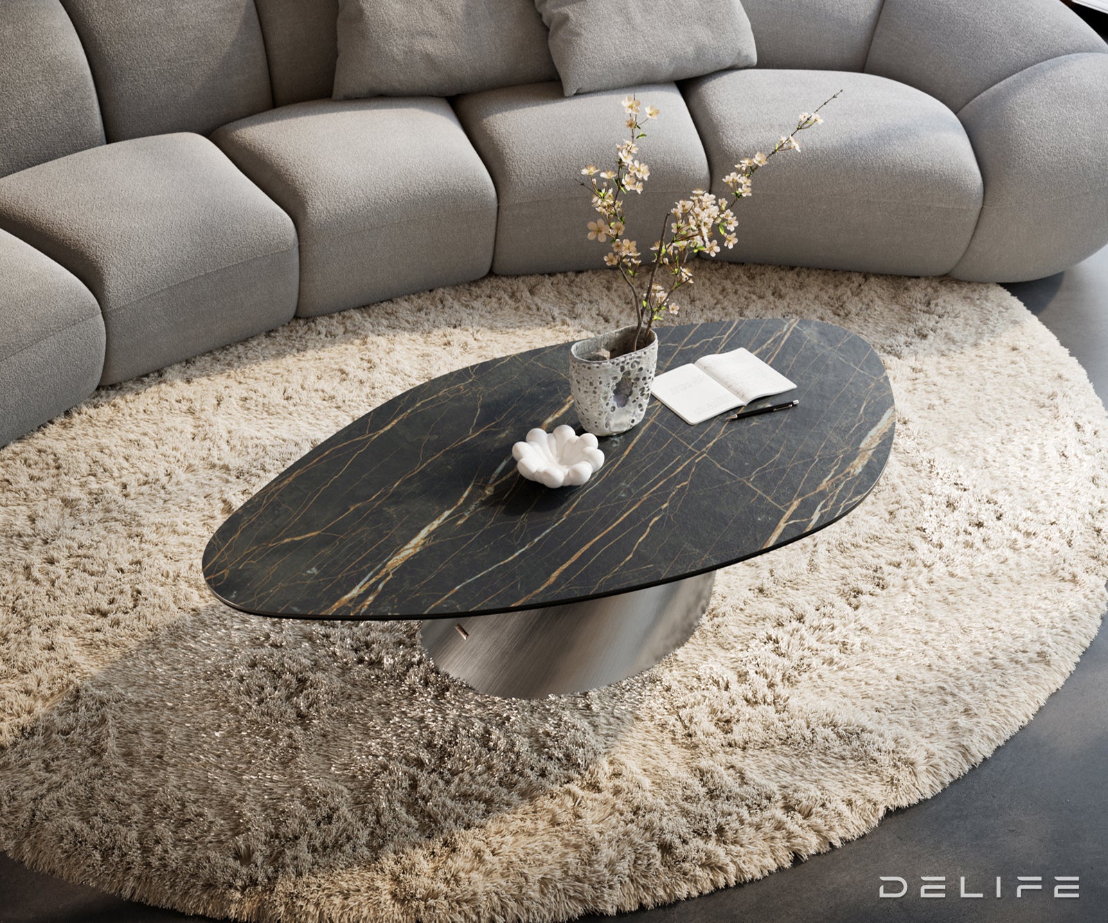 Klub stolić Edge 140x76cm, Materijal: Keramika Noir Desir