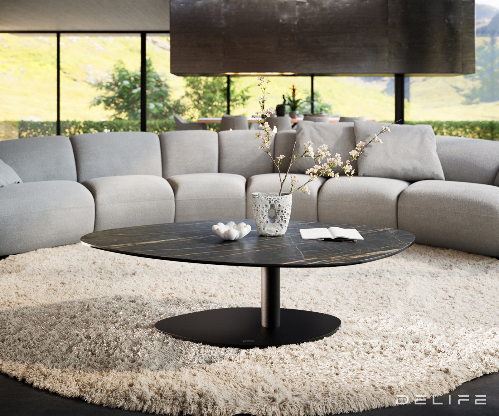 Klub stolić Edge 140x76cm, Materijal: Keramika Noir Desir