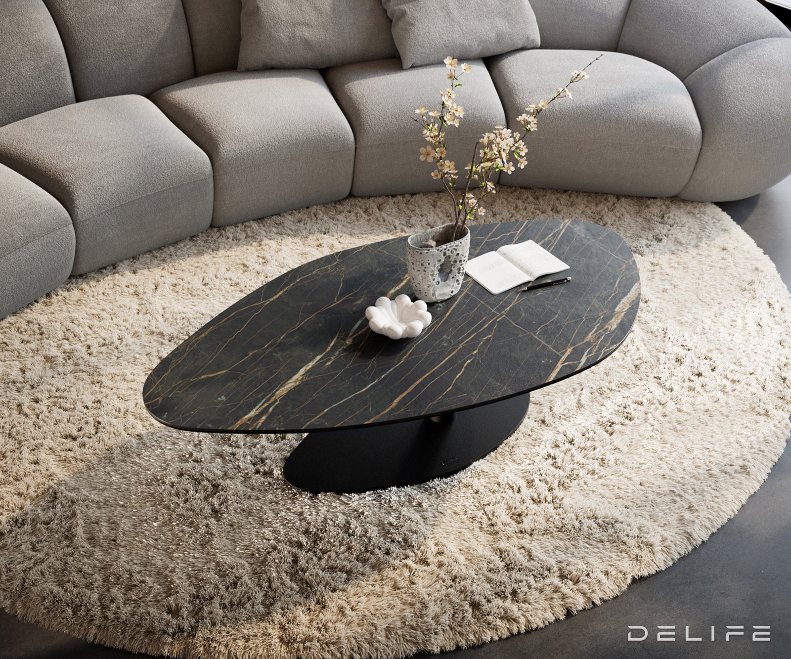 Klub stolić Edge 140x76cm, Materijal: Keramika Noir Desir