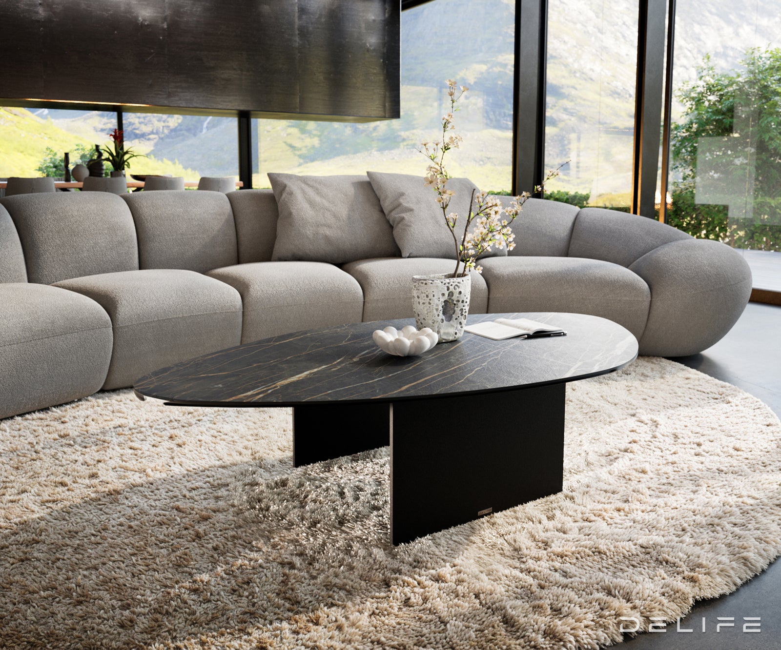 Klub stolić Edge 140x76cm, Materijal: Keramika Noir Desir