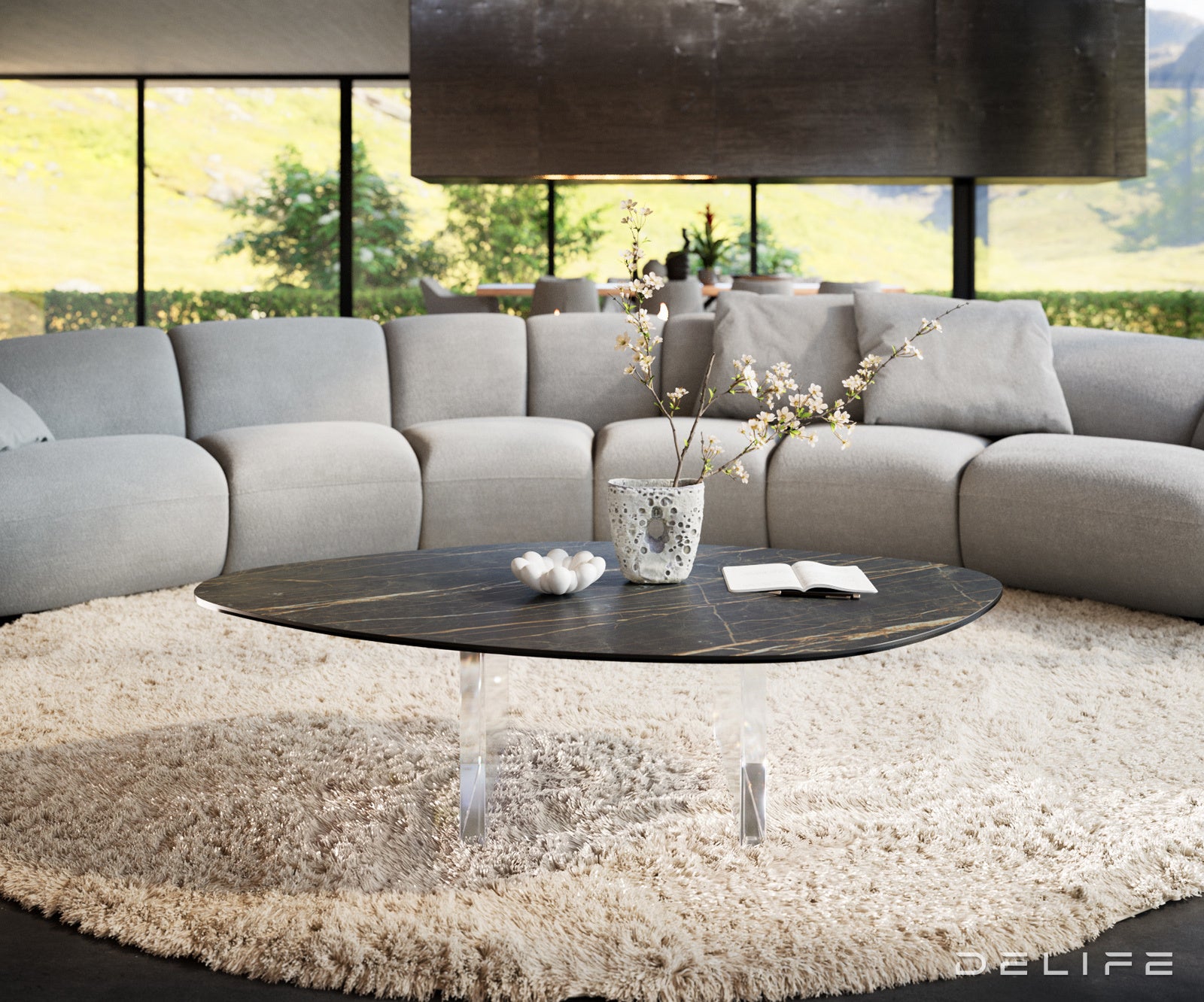 Klub stolić Edge 140x76cm, Materijal: Keramika Laminam Noir Desir