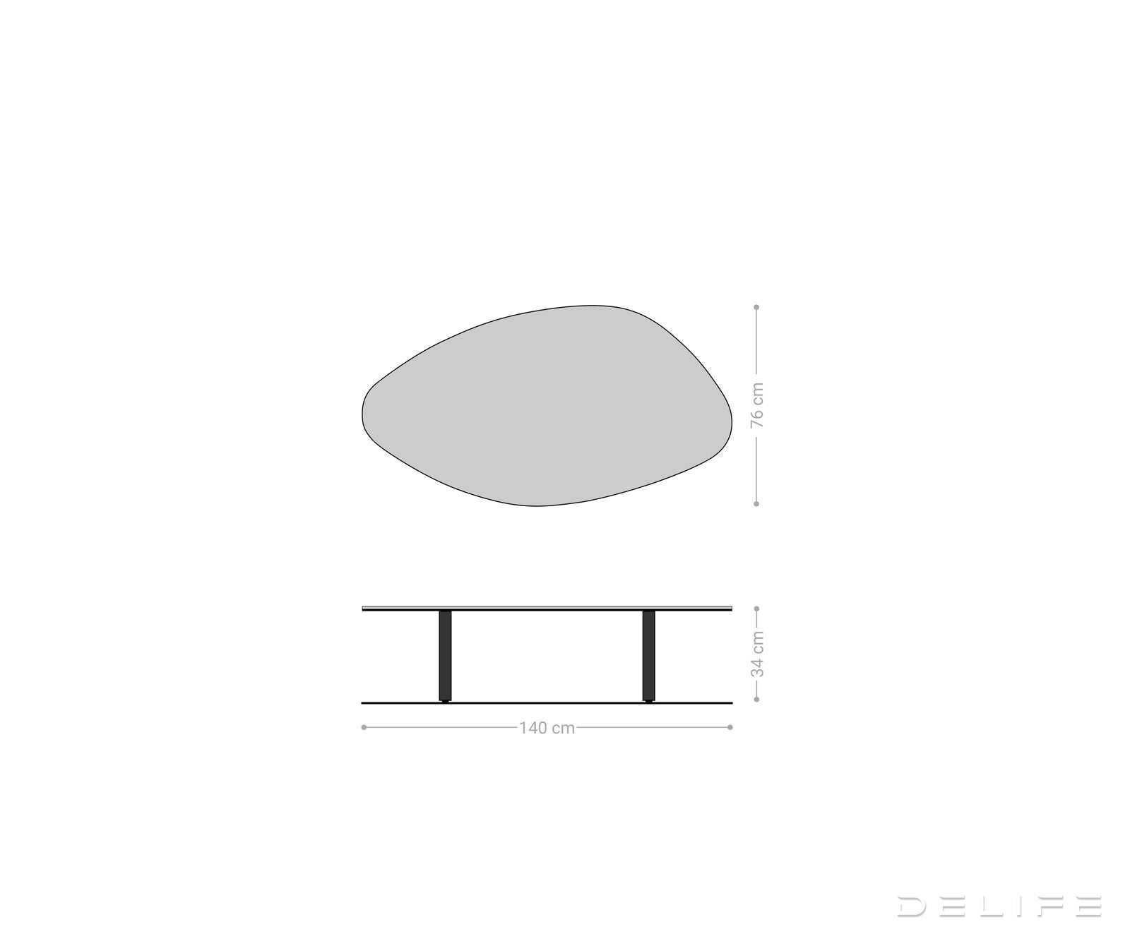 Klub stolić Edge 140x76cm, Materijal: Keramika Laminam Noir Desir