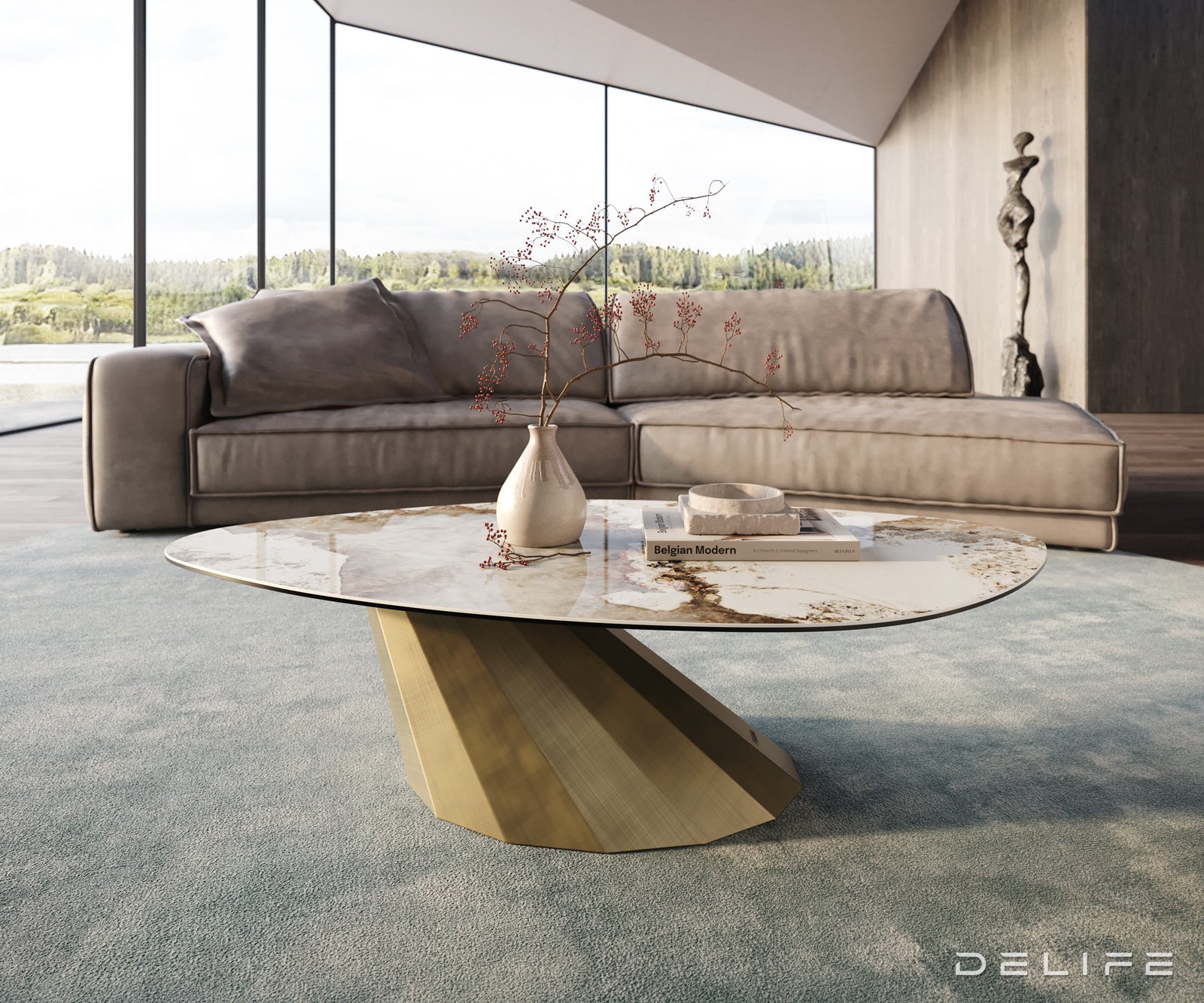 Klub stolić Edge 140x76cm, Materijal: Keramika Minas Melange