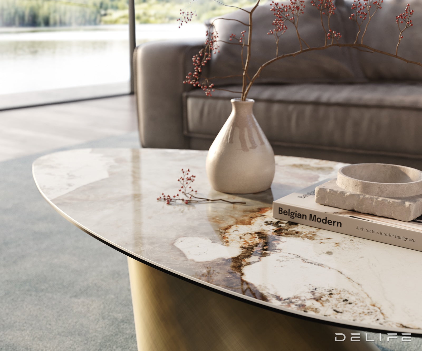 Klub stolić Edge 140x76cm, Materijal: Keramika Minas Melange