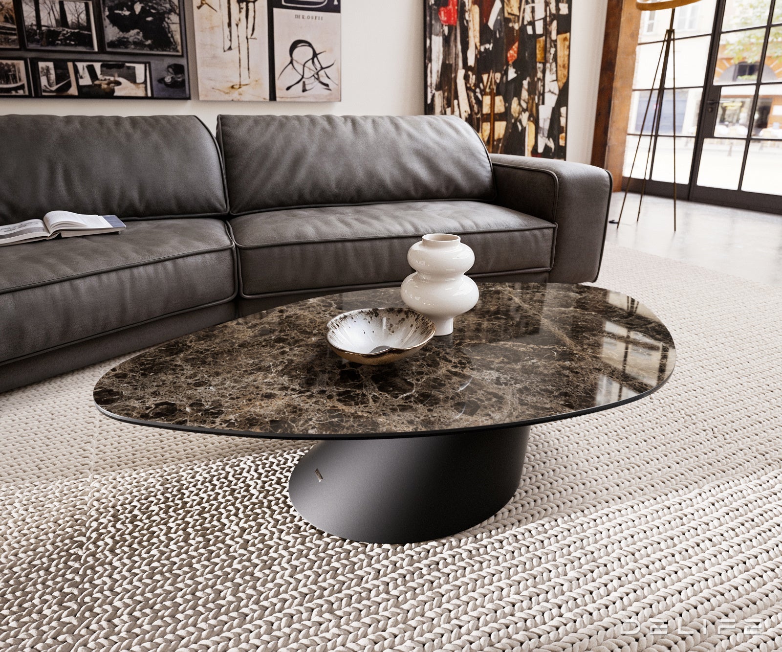 Klub stolić Edge 140x76cm, Materijal: Keramika Emperador Extra Lucidato