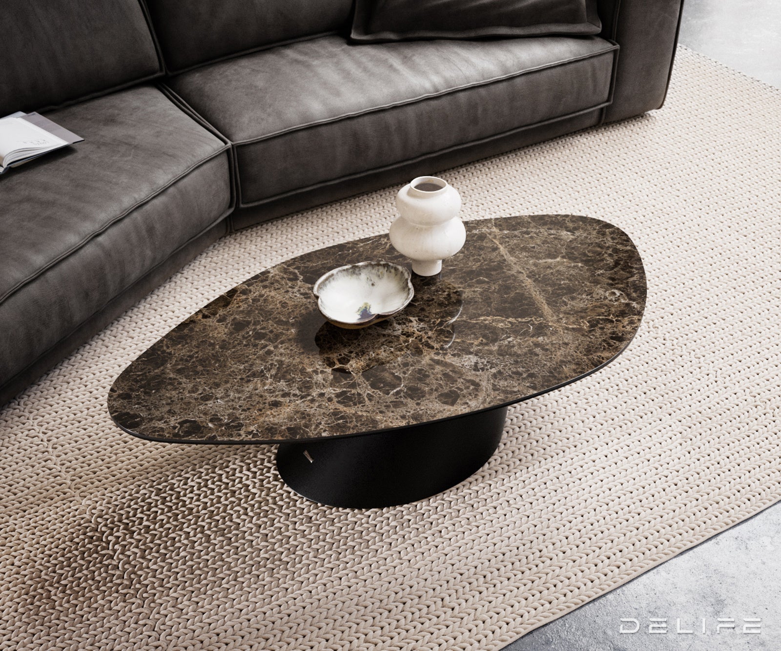 Klub stolić Edge 140x76cm, Materijal: Keramika Emperador Extra Lucidato