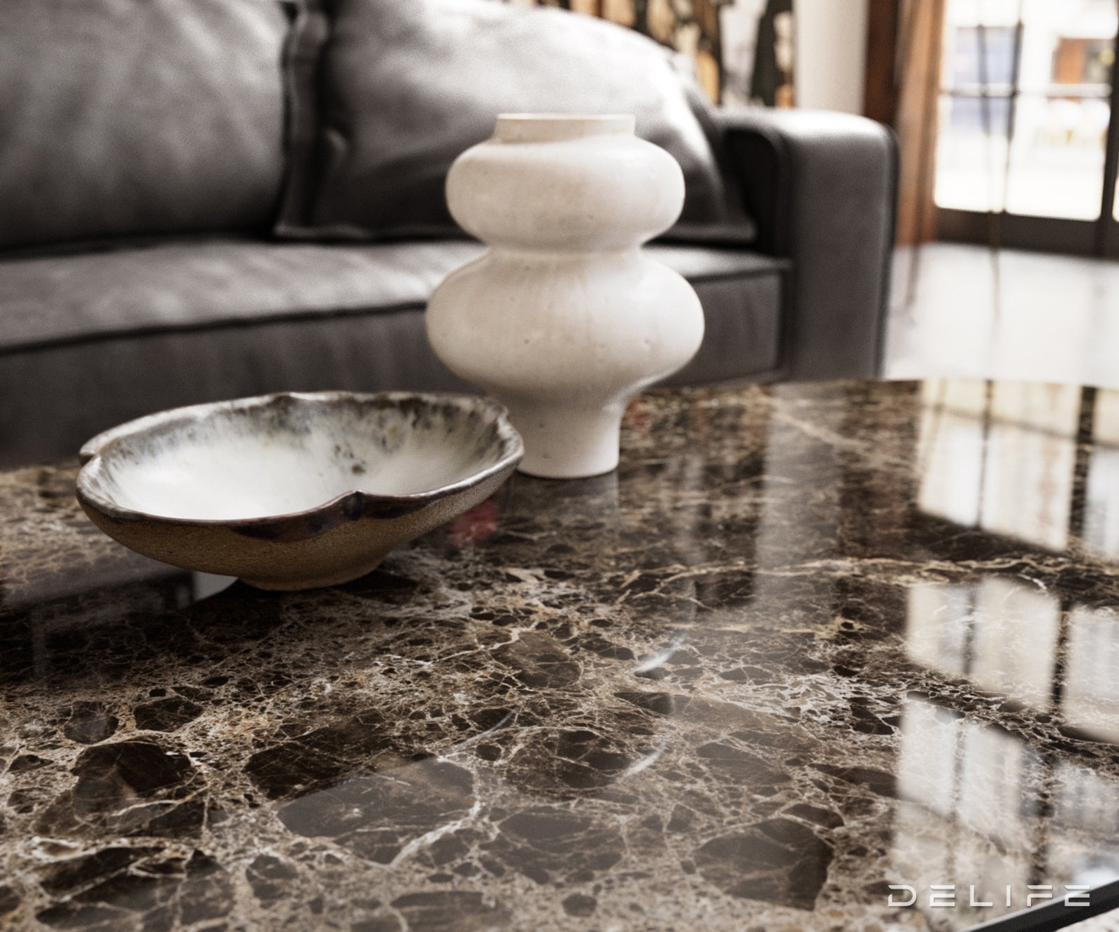 Klub stolić Edge 140x76cm, Materijal: Keramika Emperador Extra Lucidato