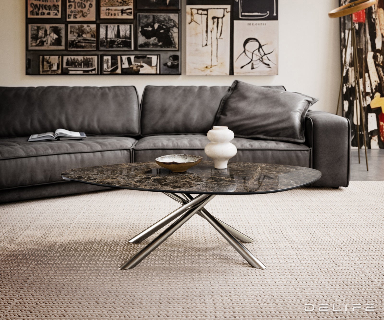 Klub stolić Edge 140x76cm, Materijal: Keramika Emperador Extra Lucidato