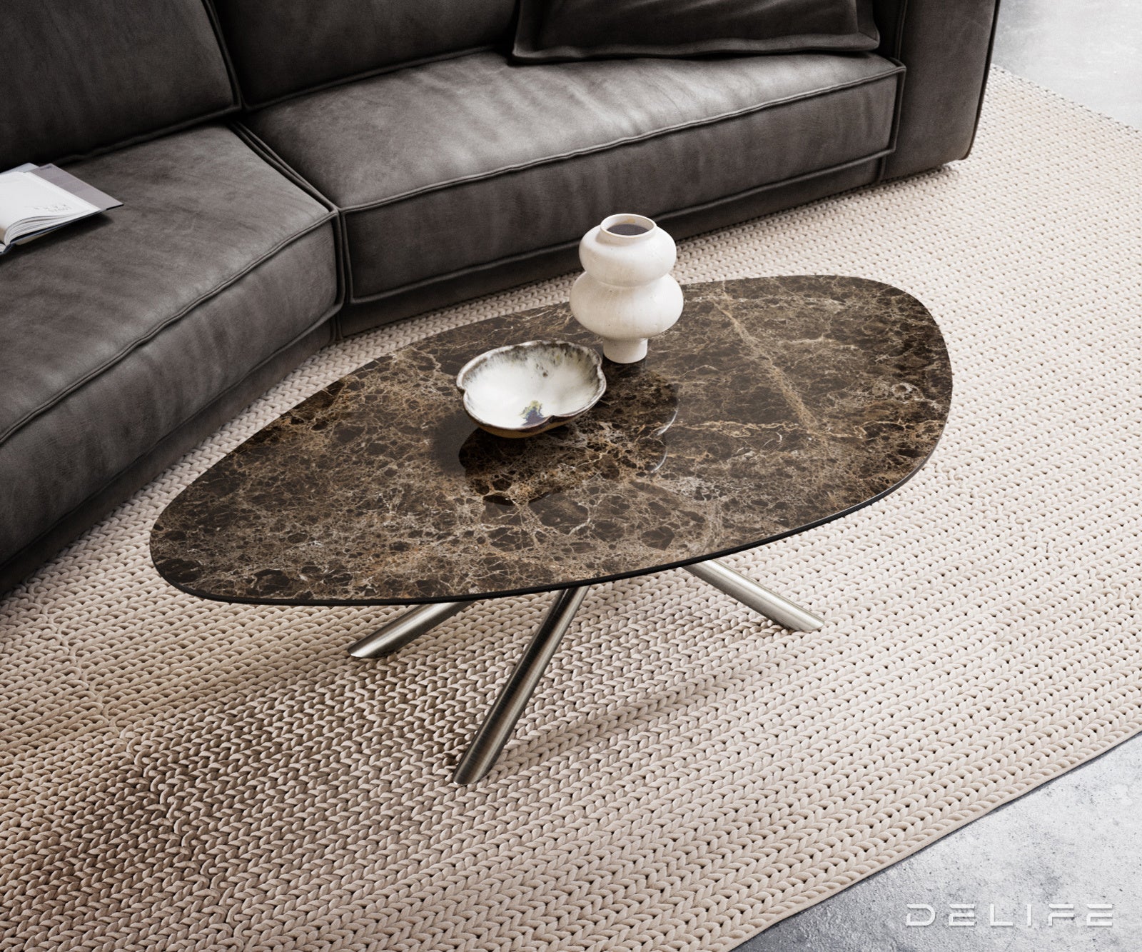 Klub stolić Edge 140x76cm, Materijal: Keramika Emperador Extra Lucidato