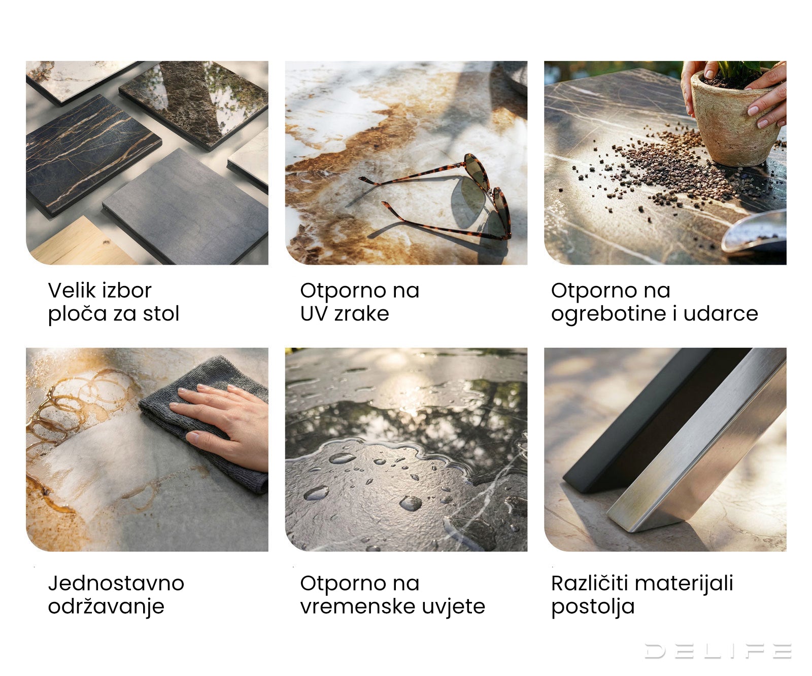 Outdoor stol Edge 300x100cm, Materijal: Keramika Calacatta Luxe