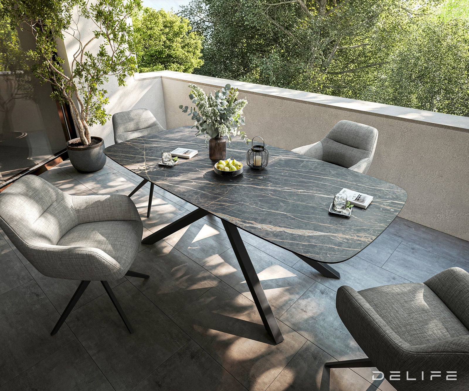 Outdoor stol Edge Boot 200x100cm, Materijal: Keramika Noir Desir