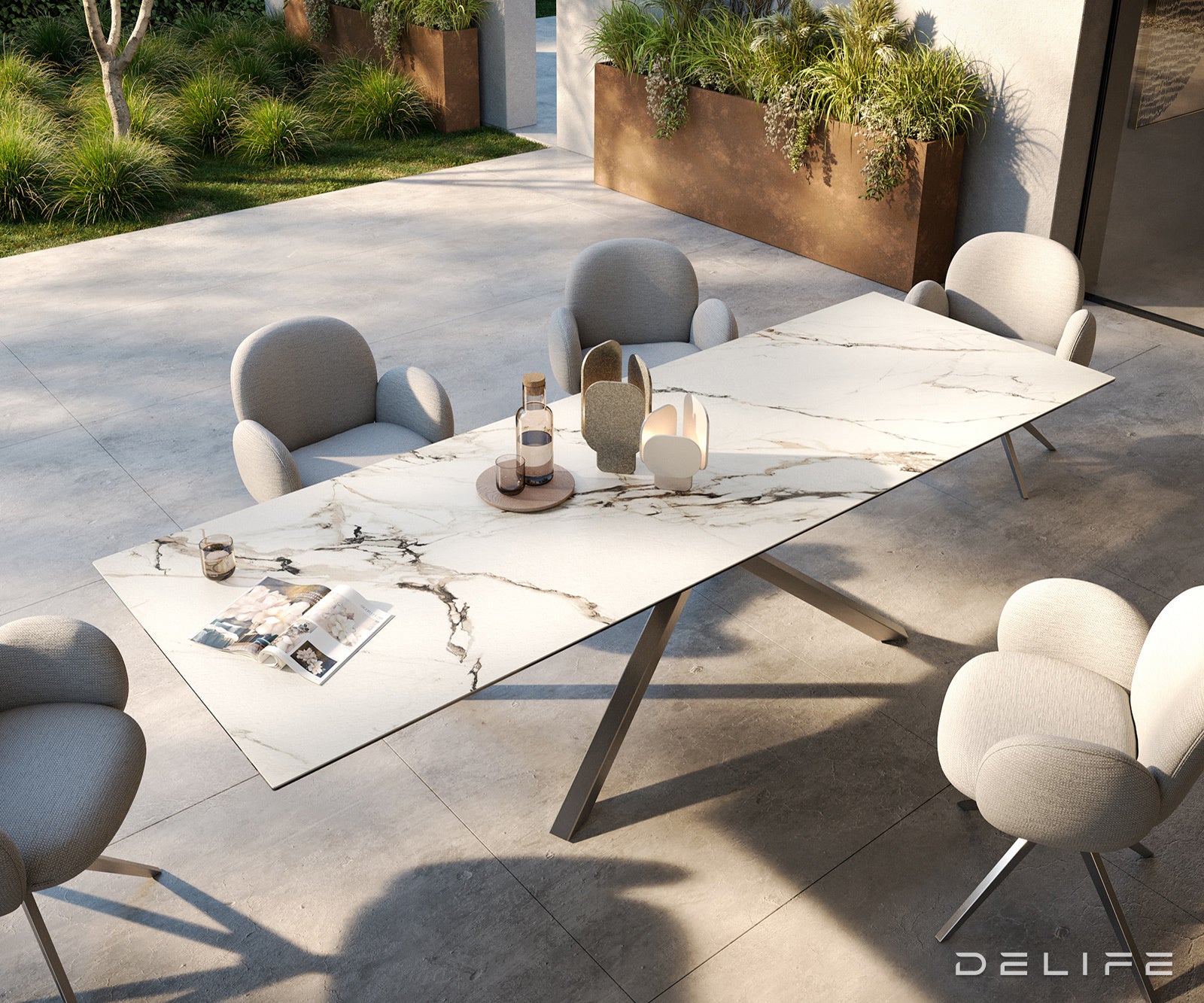 Outdoor stol Edge 300x100cm, Materijal: Keramika Calacatta Luxe