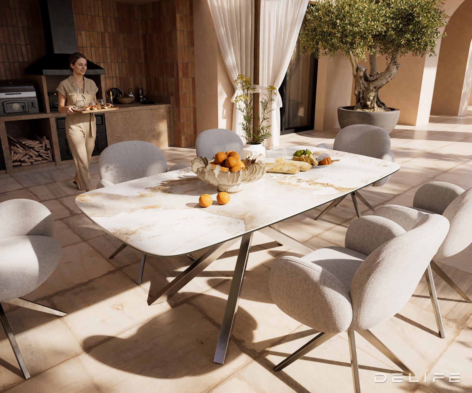 Outdoor stol Edge Boot 200x100cm, Materijal: Keramika Minas Melange