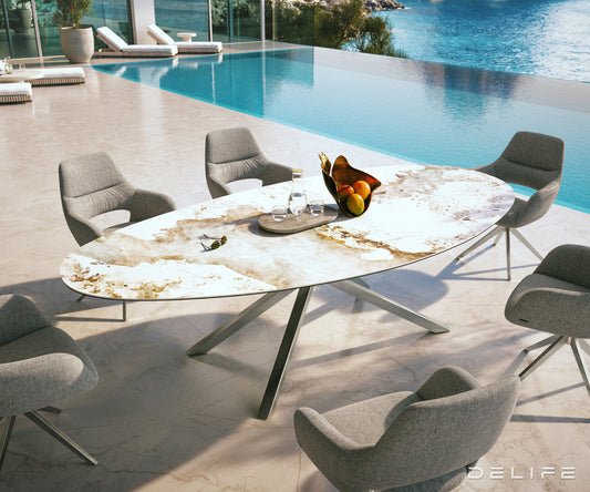 Outdoor stol Edge Oval 280x130cm, Materijal: Keramika Minas Melange