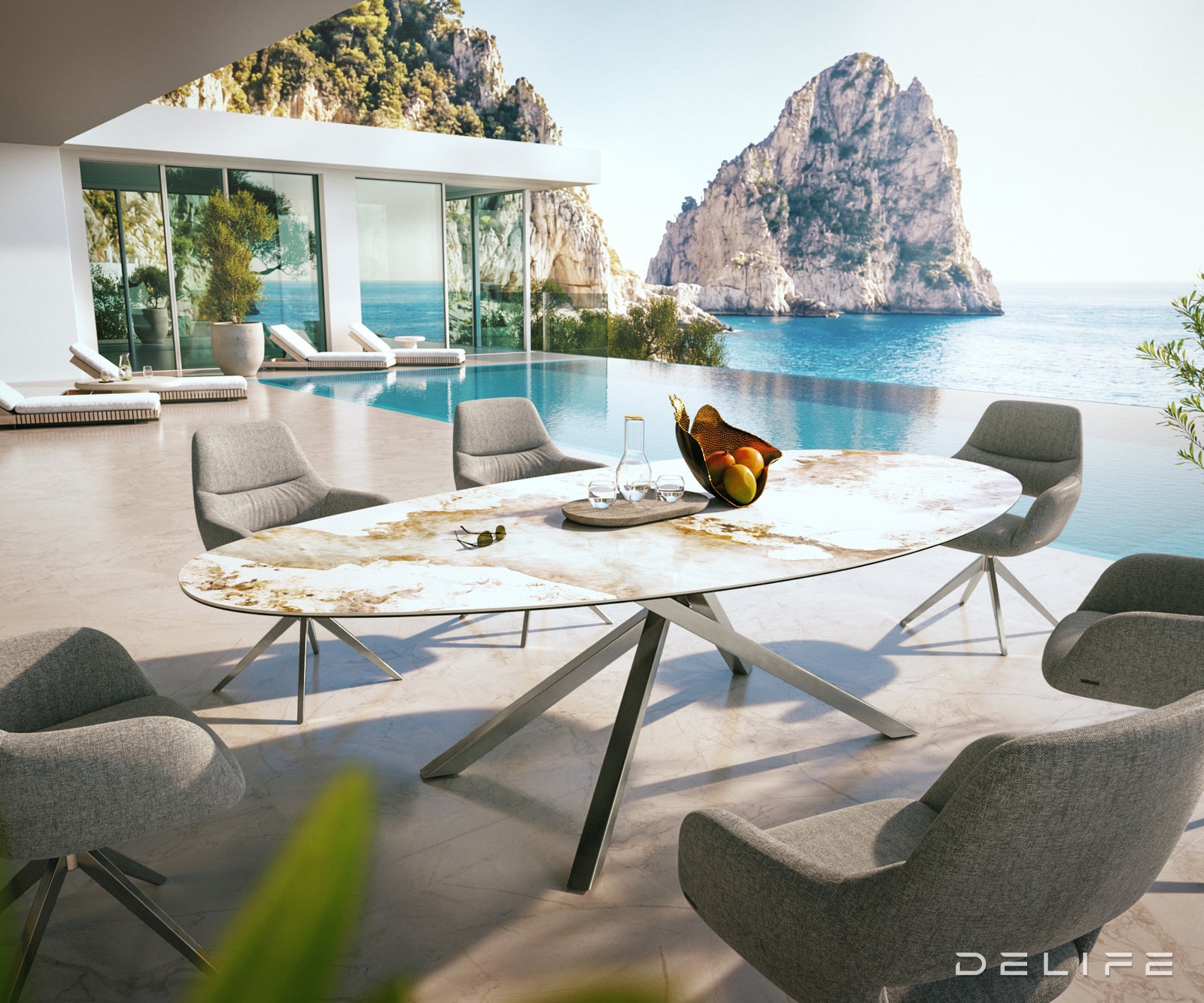 Outdoor stol Edge Oval 280x130cm, Materijal: Keramika Minas Melange