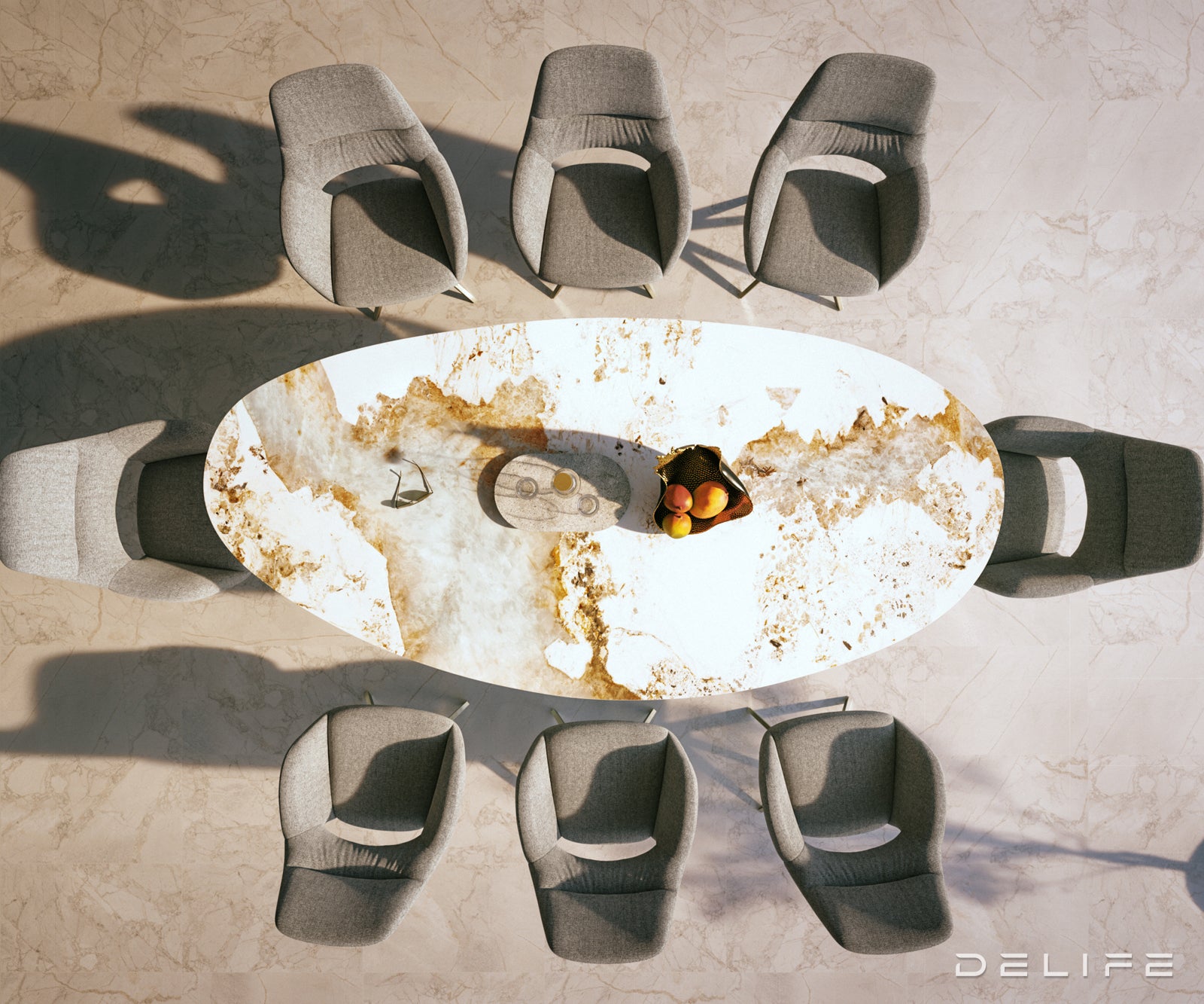 Outdoor stol Edge Oval 280x130cm, Materijal: Keramika Minas Melange