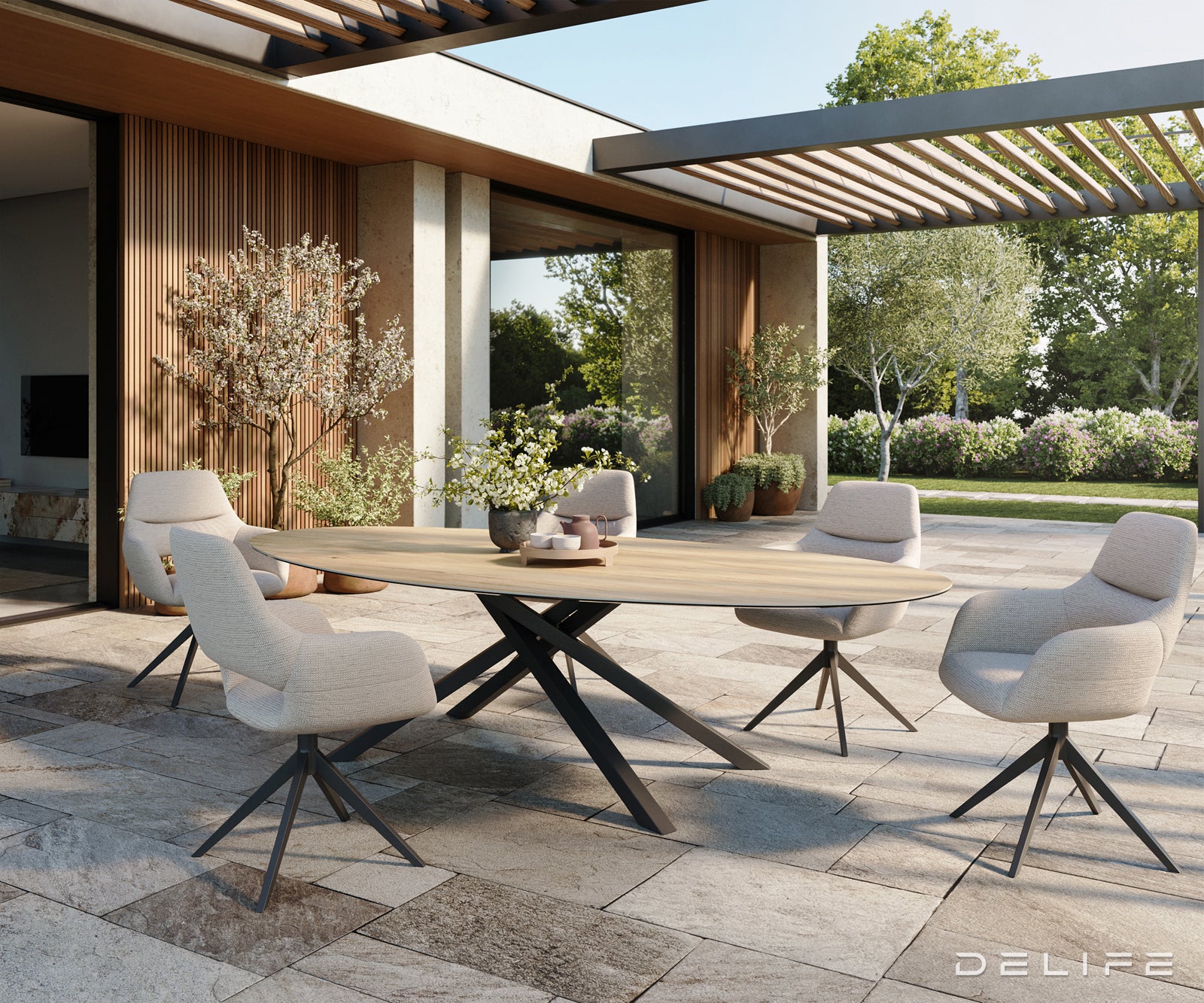 Outdoor stol Edge Oval 280x130cm, Materijal: Keramika Sabbia