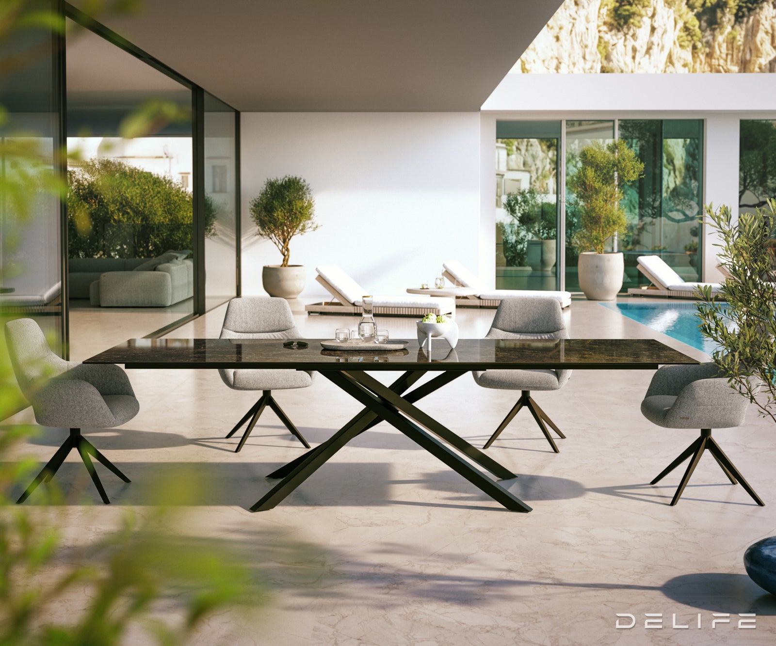 Outdoor stol Edge 300x100cm, Materijal: Keramika Emperador Extra Lucidato