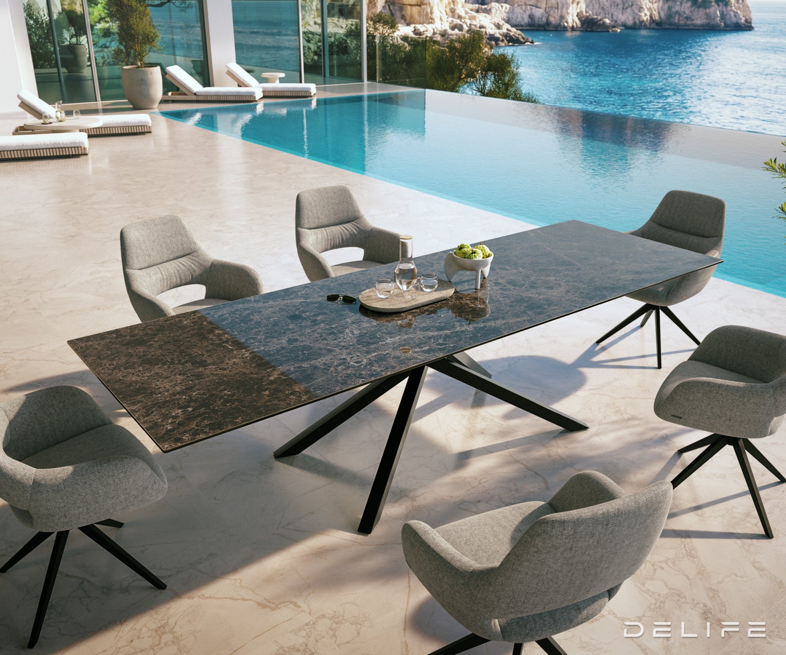 Outdoor stol Edge 300x100cm, Materijal: Keramika Emperador Extra Lucidato