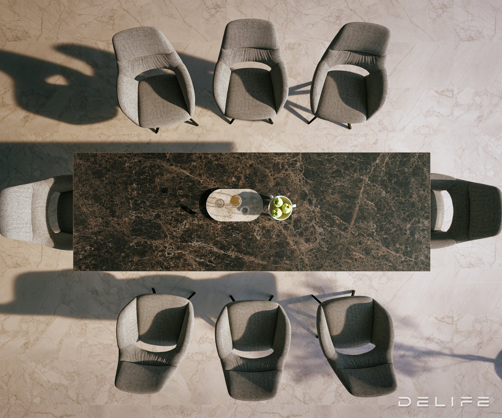 Outdoor stol Edge 300x100cm, Materijal: Keramika Emperador Extra Lucidato