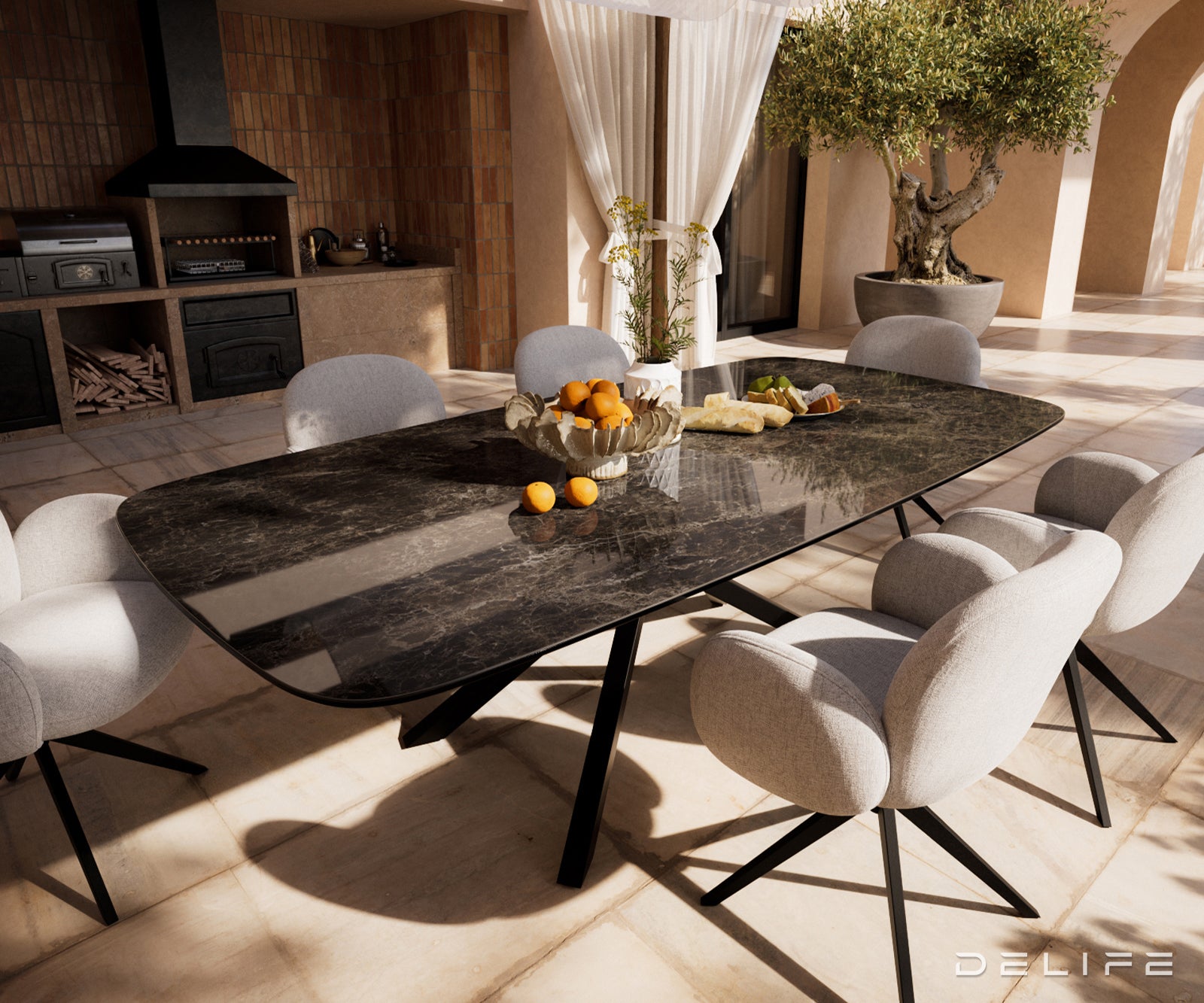 Outdoor stol Edge Boot 240x120cm, Materijal: Keramika Emperador Extra Lucidato